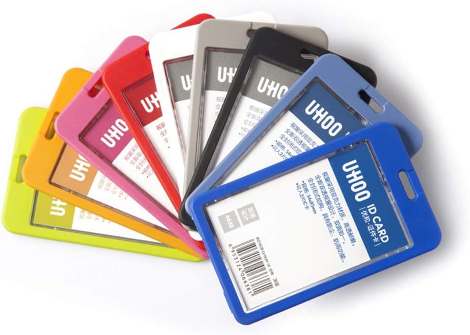 Hovico Vertical Double Sided Transparent ID Badge Holder with Lanyard - Waterproof School ID Card Holder for Teachers, Students & Office Professionals - Perfect for Campus, Workplace & Events (Grey)