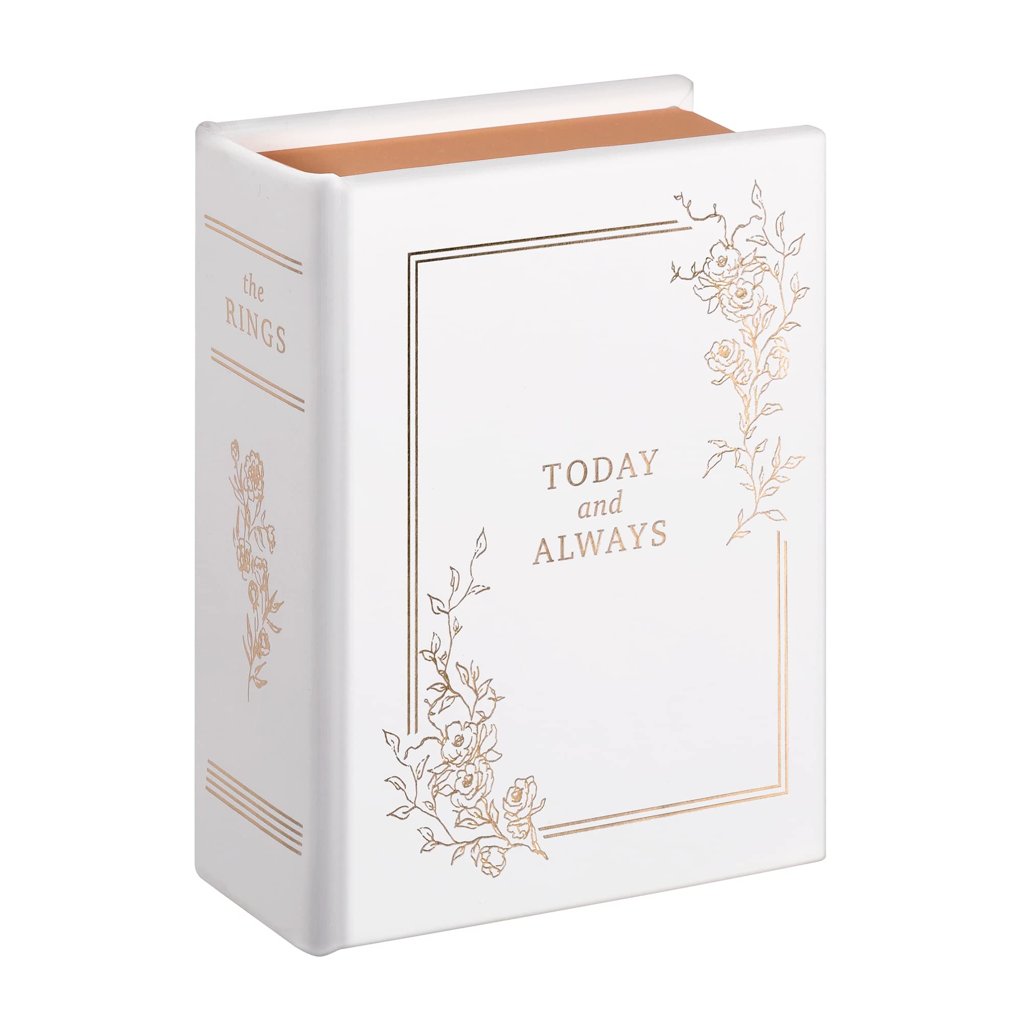 Lillian Rose Wedding Ring Book Box - Elegant White Keepsake Box for Jewelry Storage, Engagement & Wedding Rings - Perfect for Bridal Showers, Proposals & Anniversary Gifts