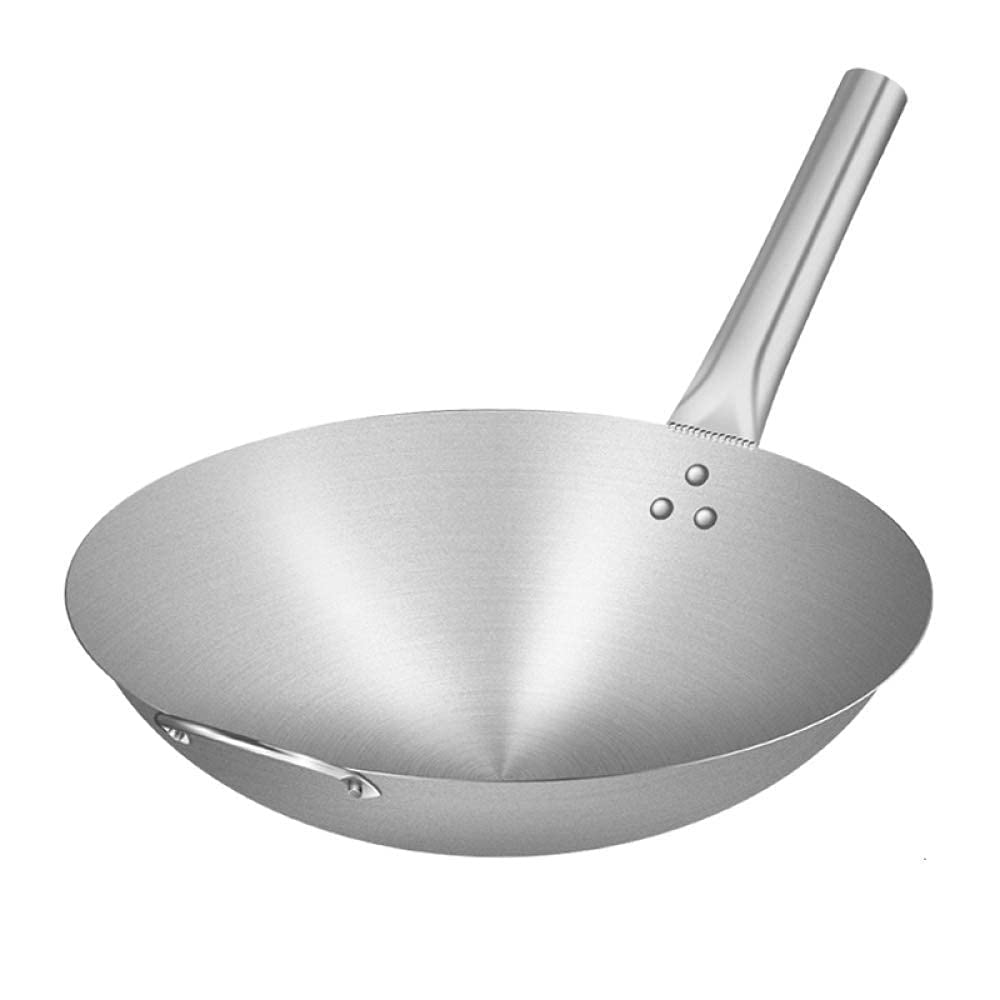 Premium Stainless Steel Wok Pan - 34cm & 43cm Sizes, 3-Layer Induction Base for Gas/Induction Cooktops, Ergonomic Handle, Uncoated Multipurpose Frying Pan for Stir-Frying, Sautéing & Deep Frying - Perfect for Asian Cooking, Restaurant Use & Home Kitchens
