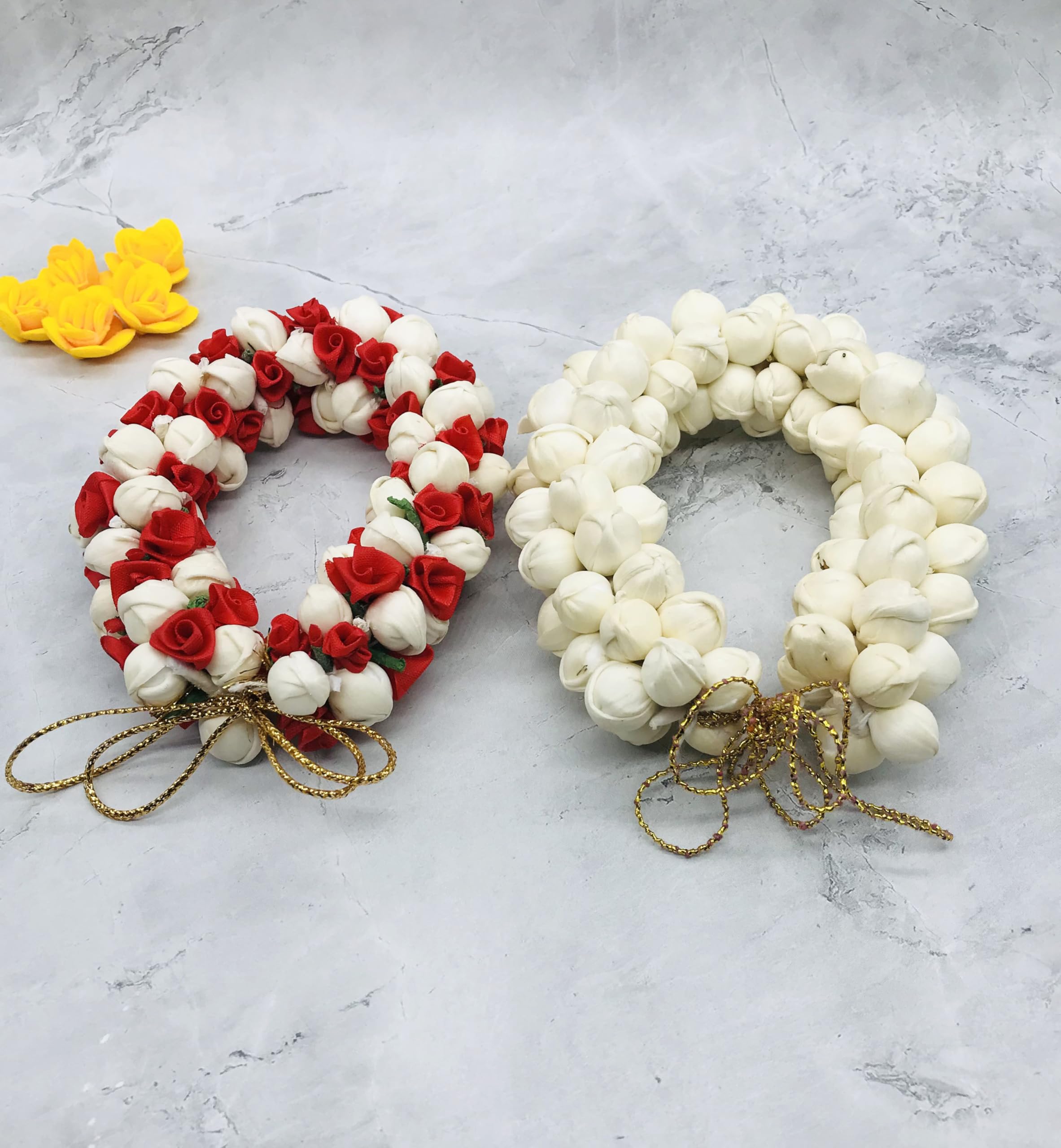 Arooman™ Artificial Flower Juda/Gajra for Women & Girls - Pack of 2 (White & Red) - Perfect for Weddings, Parties, and Hair Accessories