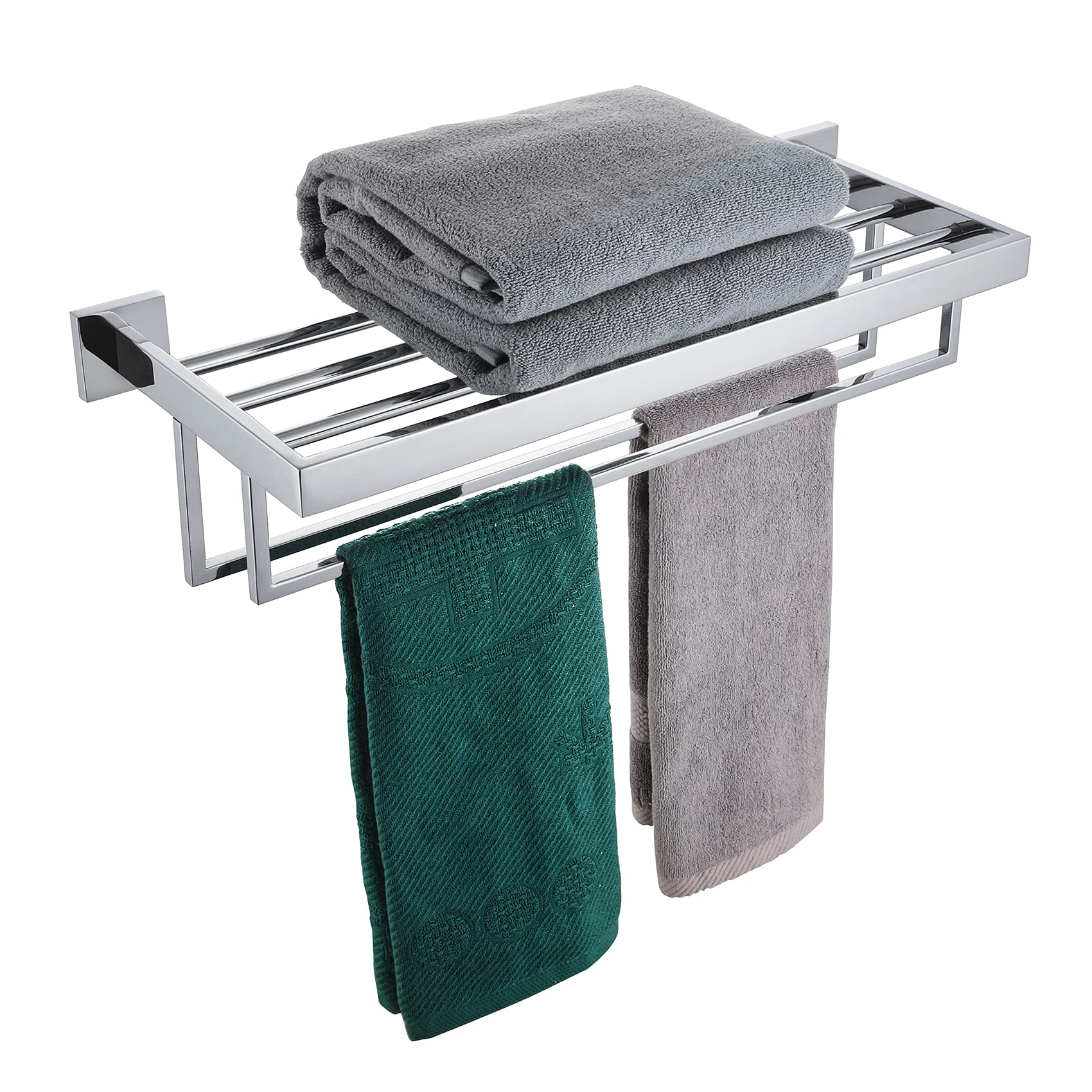KOKOSIRI 24 Inch Chrome Bathroom Towel Rack - 2 SUS304 Stainless Steel Towel Bars, Wall Mounted with Polished Finish (Model B6003CH) - Perfect for Bathrooms, Spas, and Luxury Home Decor