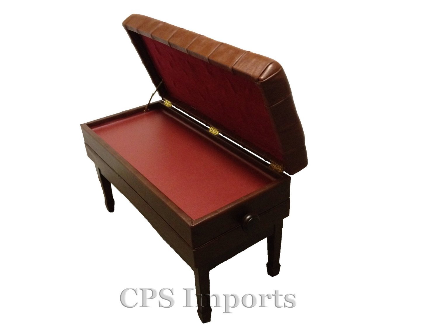 Genuine Leather Adjustable Duet Size Artist Concert Piano Bench Stool with Music Storage - Walnut Finish | Perfect for Home Studios, Music Classrooms & Professional Performances