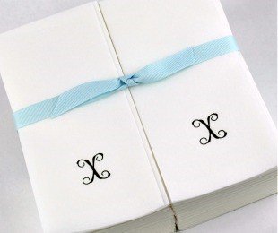 Personalized Black Script Initial X Disposable Linen Guest Hand Towels with Ribbon - 200 Count - Perfect for Weddings, Parties & Luxury Events