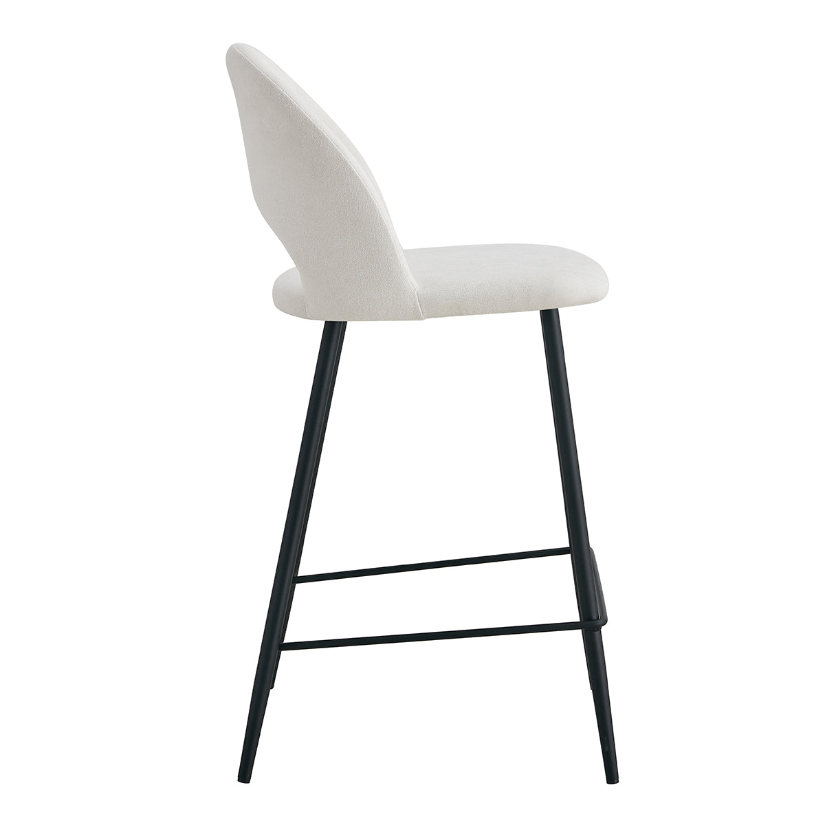 Asta Fabric Bar Stool Set of 2 - Modern Kitchen Counter Height Stools with Padded Seat & Metal Legs - Perfect for Breakfast Nook, Kitchen Island & Home Bar Decor