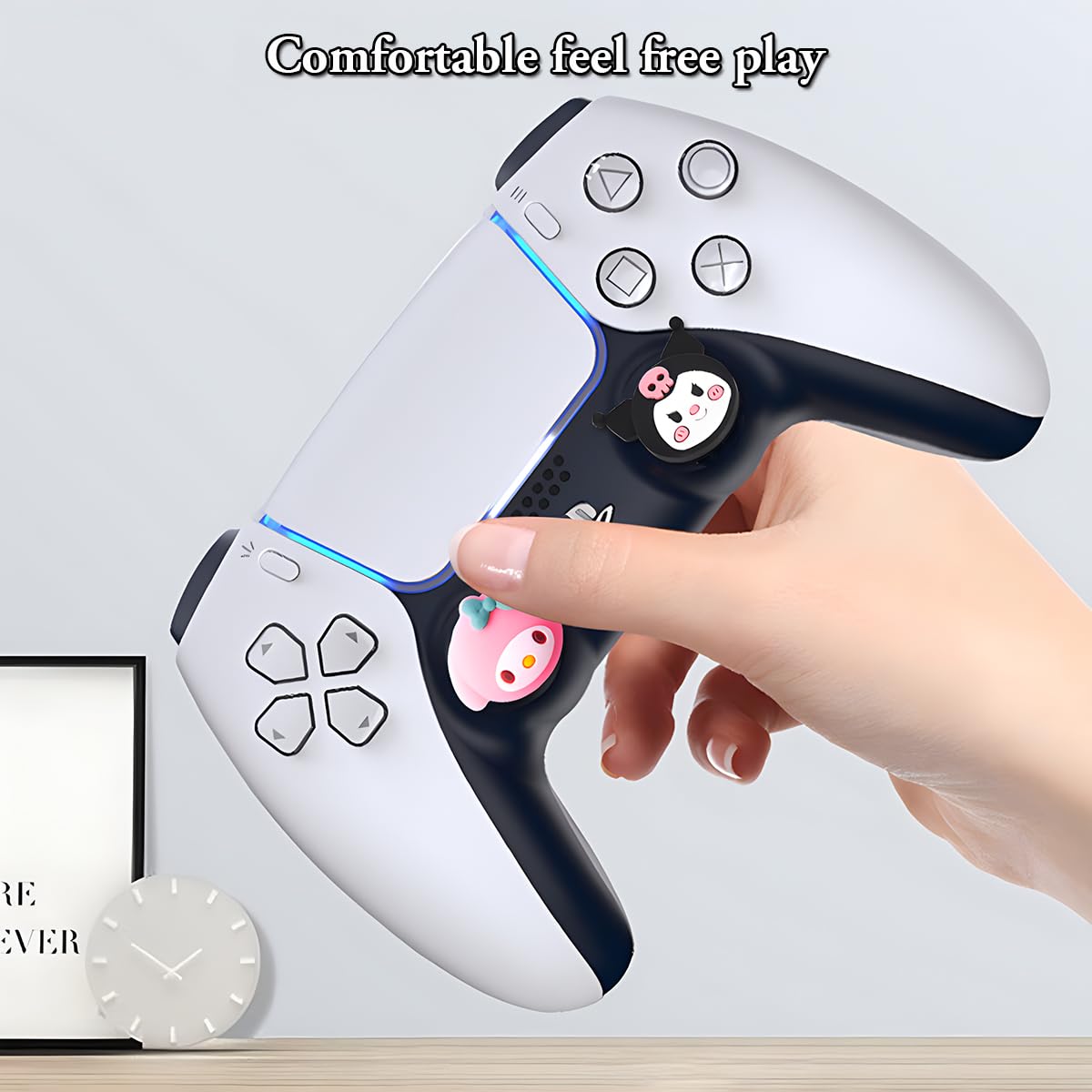 PERFECTSIGHT 4PCS Soft Rubber 3D Thumb Grip Caps for PlayStation 5/4, Xbox Series X/S, Xbox One, Switch PRO Controller & Steam Deck - Rabbit, Kitty, Dog Design Joystick Cover Set - Improve Gaming Comfort & Grip for Long Play Sessions