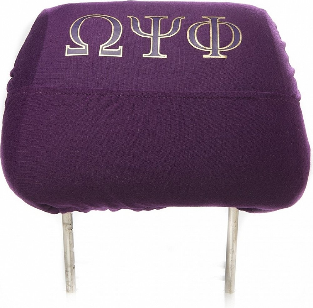 Omega Psi Phi Car Seat Headrest Cover - Purple Car Accessories for Fraternity Members | Perfect for Road Trips, Commuting & Protecting Car Seats
