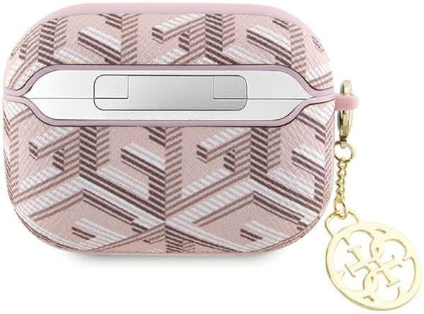 Guess GCube Charm Case for AirPods Pro 2 - Pink Protective Cover with Keychain | Trendy Accessory for Wireless Earbuds | Perfect for Gym, Travel & Everyday Use (GUAP2PGCE4CP)