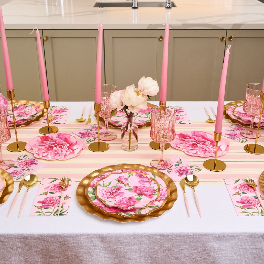 Elegant Pink Peonies Table Setting - Floral Dinnerware for Weddings, Parties & Home Decor - Perfect for Romantic Events & Spring Celebrations