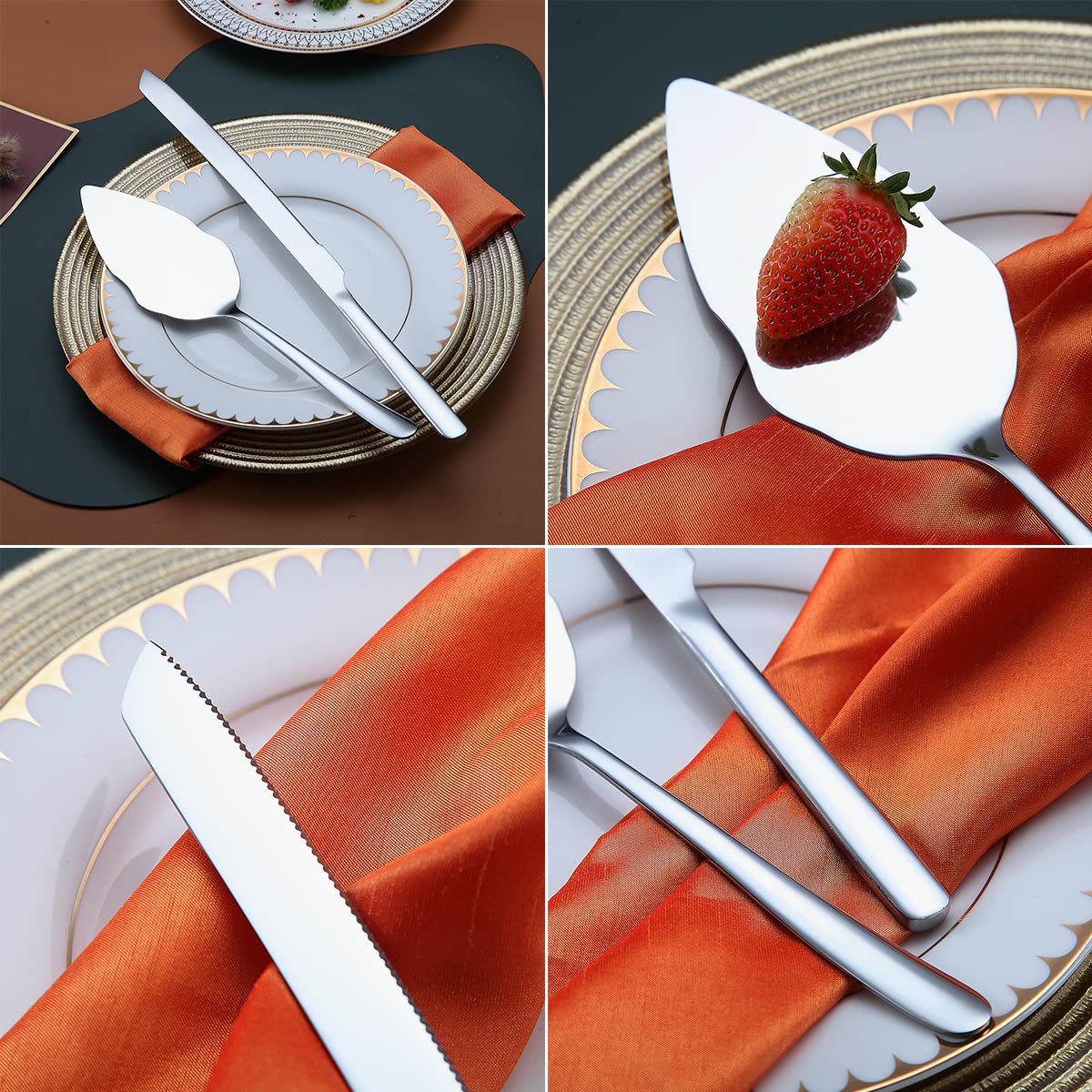 Stainless Steel Wedding Cake Knife and Server Set - Elegant Cake Cutting Utensils for Weddings, Parties & Special Events - Dishwasher Safe Shiny Silver - Perfect for Wedding Cakes, Anniversary Celebrations & Family Gatherings