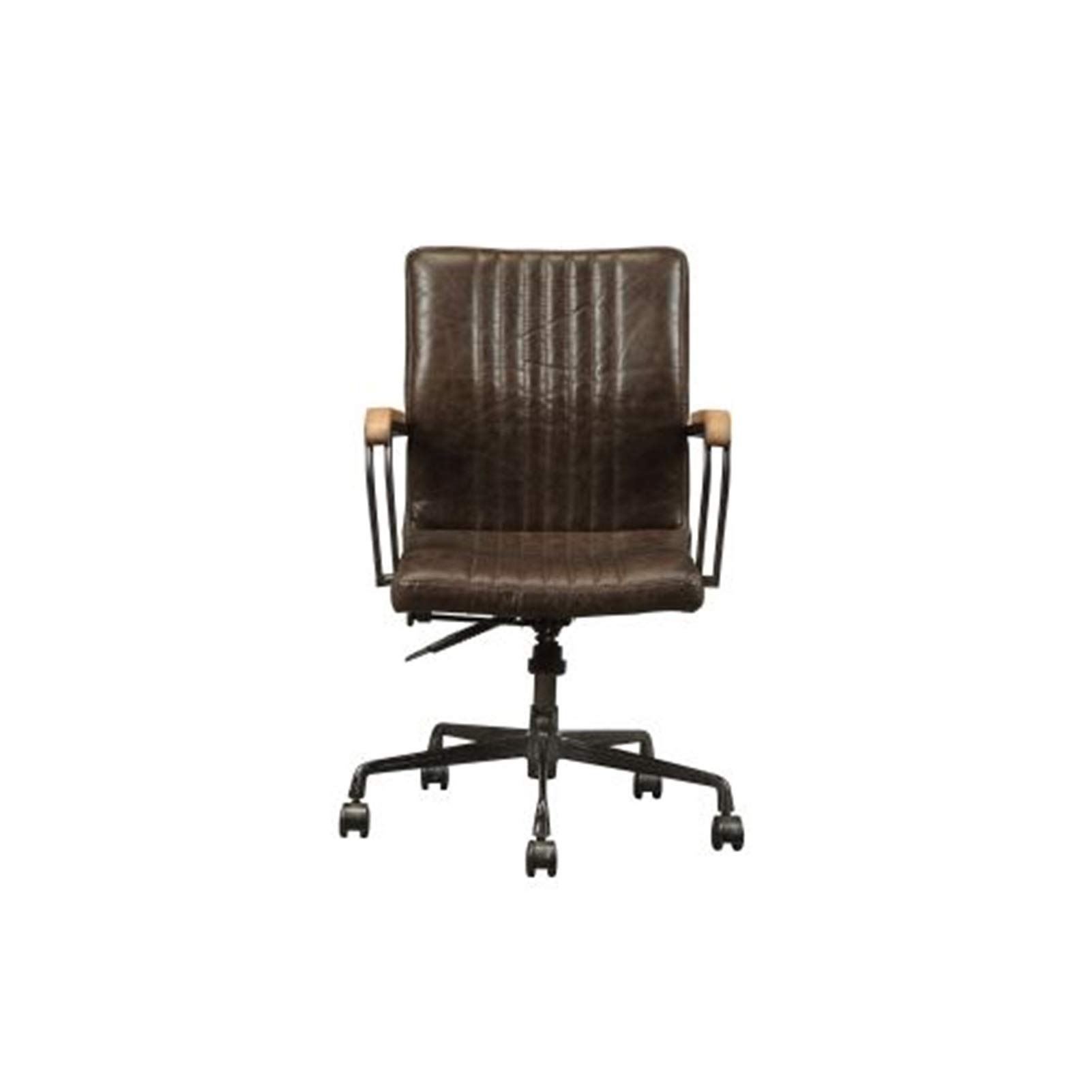 Premium Qgg Office Chair - Top Grain Chocolate Leather, Adjustable Swivel Gaming Chair with Lumbar Support, Height & Backrest Adjustment - Perfect for Home Office, Gaming & Workstations
