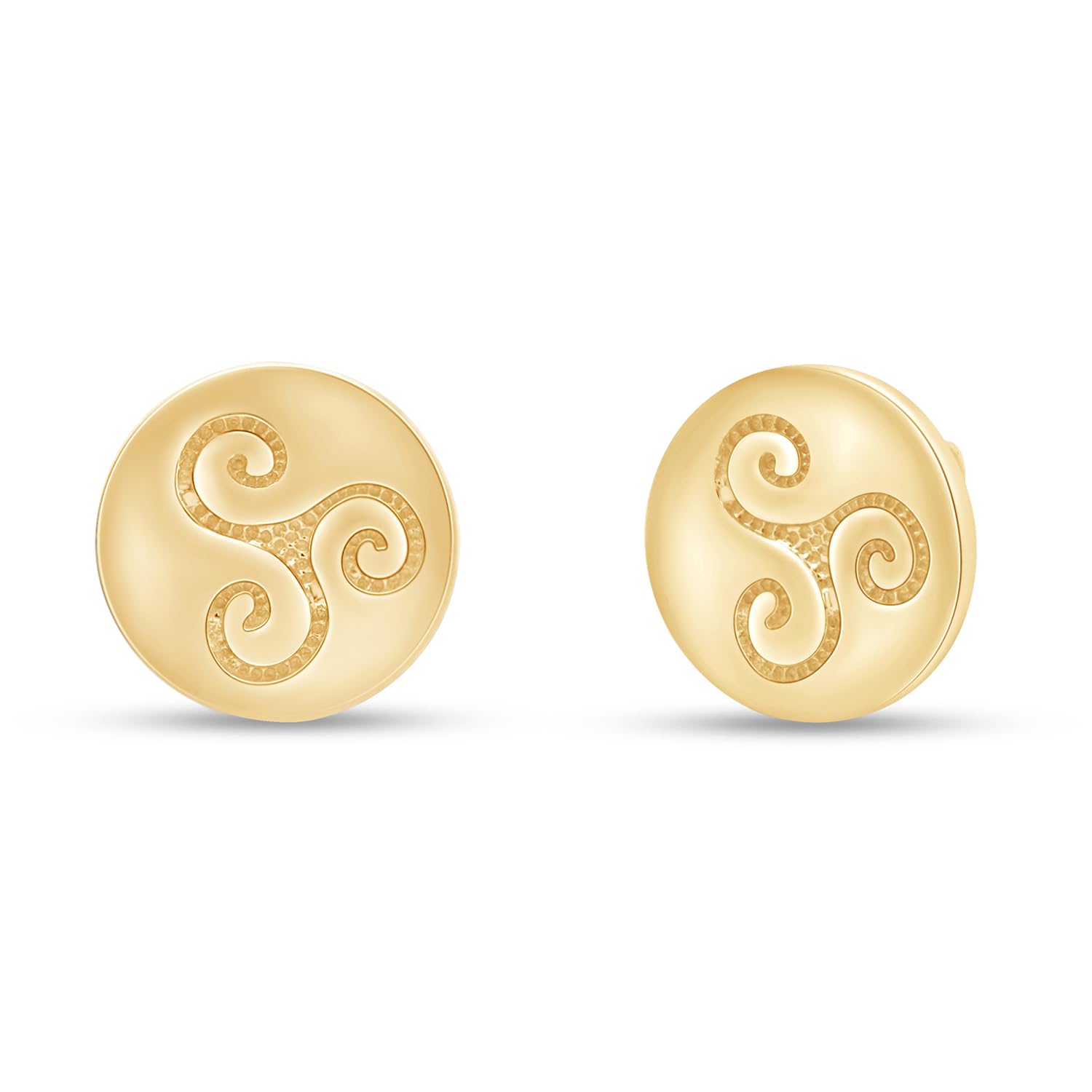 14K Gold Plated 925 Sterling Silver Celtic Spiral Triskele Symbol Stud Earrings for Women | Minimalist & Delicate Jewelry Gift for Birthday, Anniversary & Everyday Wear