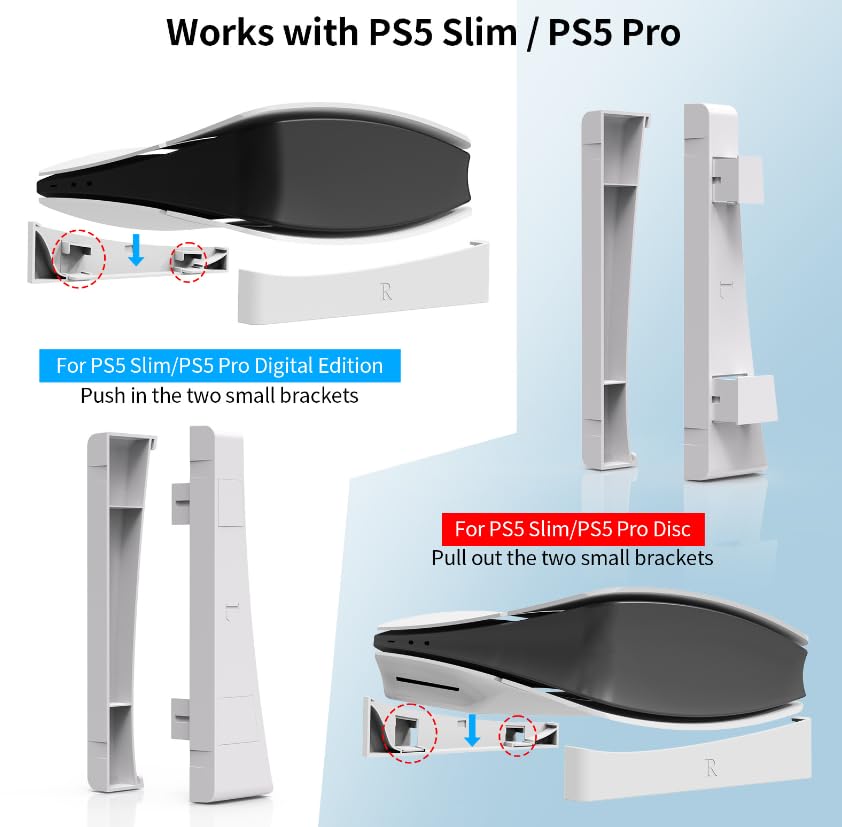 PS5 PRO & PS5 Slim Horizontal Mounting Bracket - Easy Installation, High Stability Gaming Stand - Black | Perfect for Wall Mounting & Space-Saving Gaming Setup