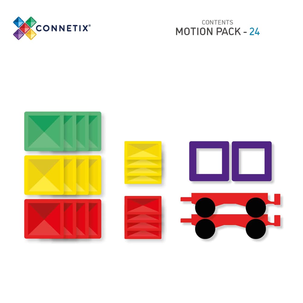 Connetix Magnetic Tiles Rainbow Motion 24 Piece Set - STEM Educational Building Toys for Kids, Perfect for Creative Play & Learning Activities