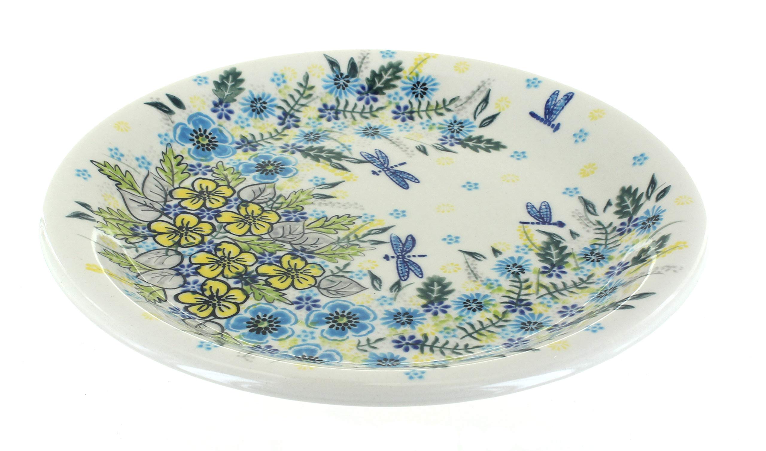 Handmade Blue Rose Polish Pottery Alyssa Dinner Plate - Elegant Ceramic Plate for Dining, Home Decor & Special Occasions