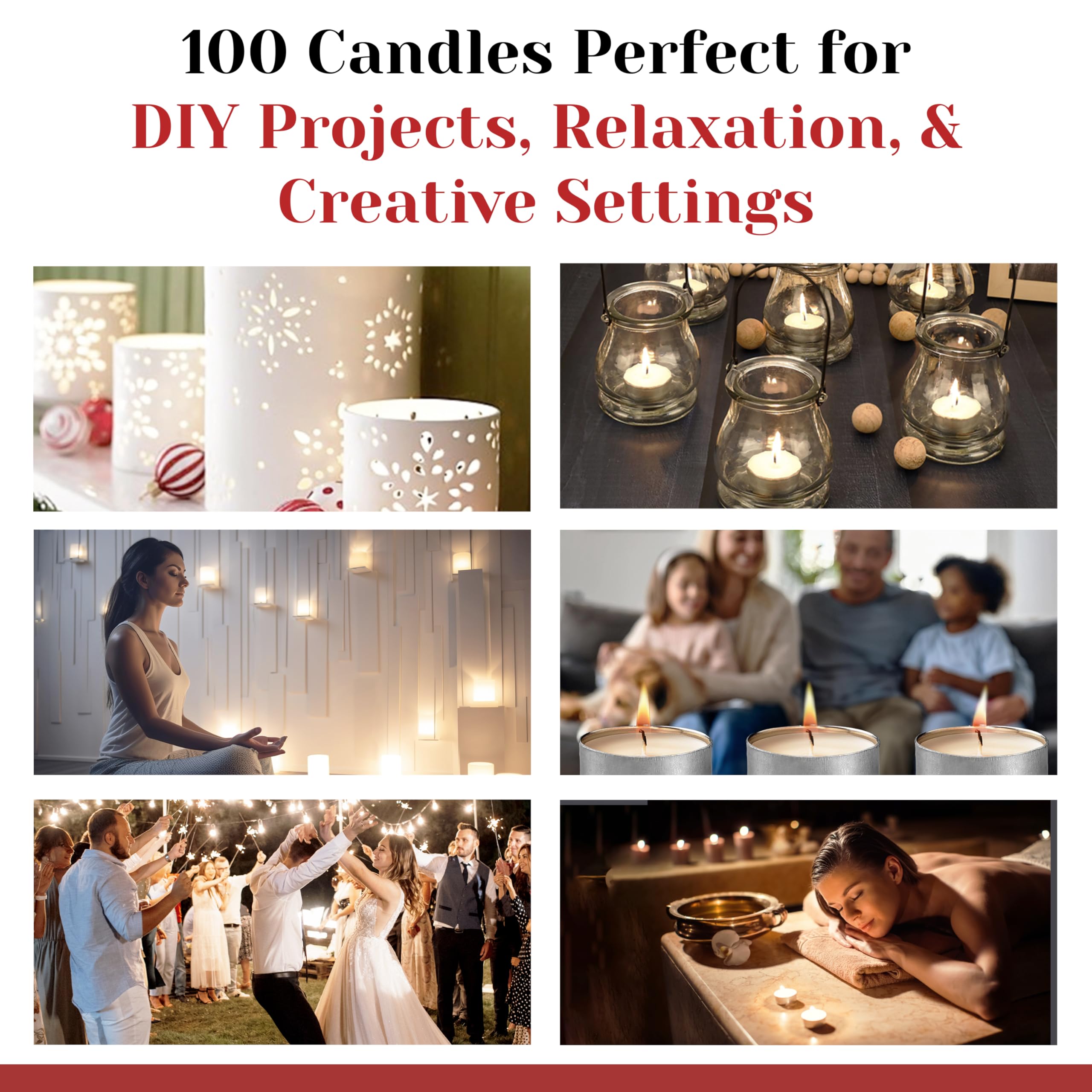 100 Pack Unscented Tealight Candles in Metal Cups - 4.5 Hour Burn Time, Clean White Votive Candles for Romantic Dinners, Weddings, Spa & Hotels - Perfect for Home Decor, Parties, Restaurants & Relaxation by PARNOO
