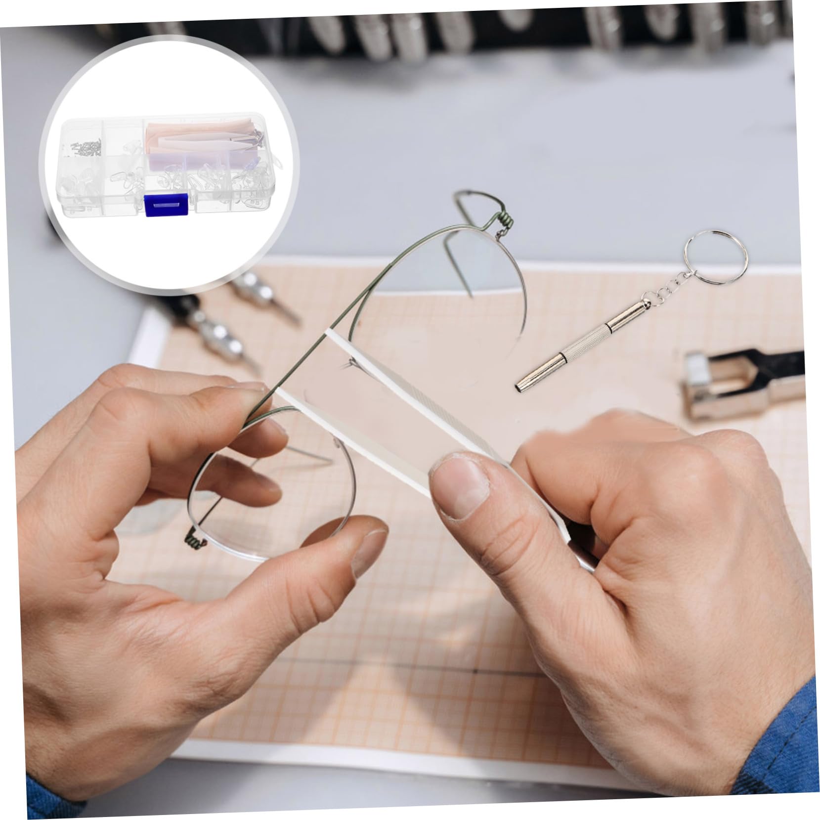 SOLUSTRE 1 Set Eyeglass Nose Pads & Bridge Repair Kit - Plastic Replacement Nose Pads, Nose Bridge & Screws for Glasses Accessories - Perfect for Comfort Adjustment & Eyewear Maintenance at Home or Office