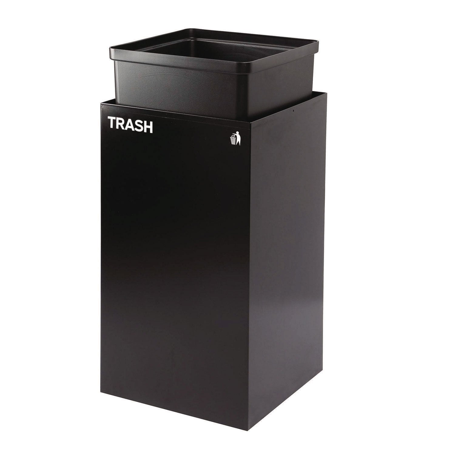 Alpine Industries 29 Gallon Steel Trash Can & Recycling Bin Set - Green Compost Bin & Black Garbage Can with Square Lids for Kitchen, Office, or Outdoor Waste Management