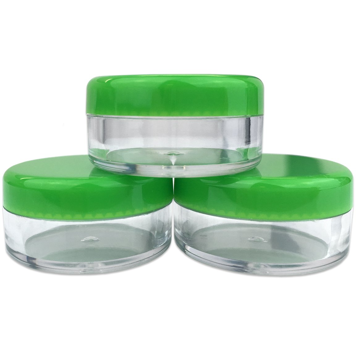 200-Pack 5ml Clear Round Plastic Jars with Green Lids - Perfect for DIY Beauty Products, Skincare Samples, Lip Balms, Creams & Lotions - Ideal for Salves, Toners, Essential Oils & Makeup Storage