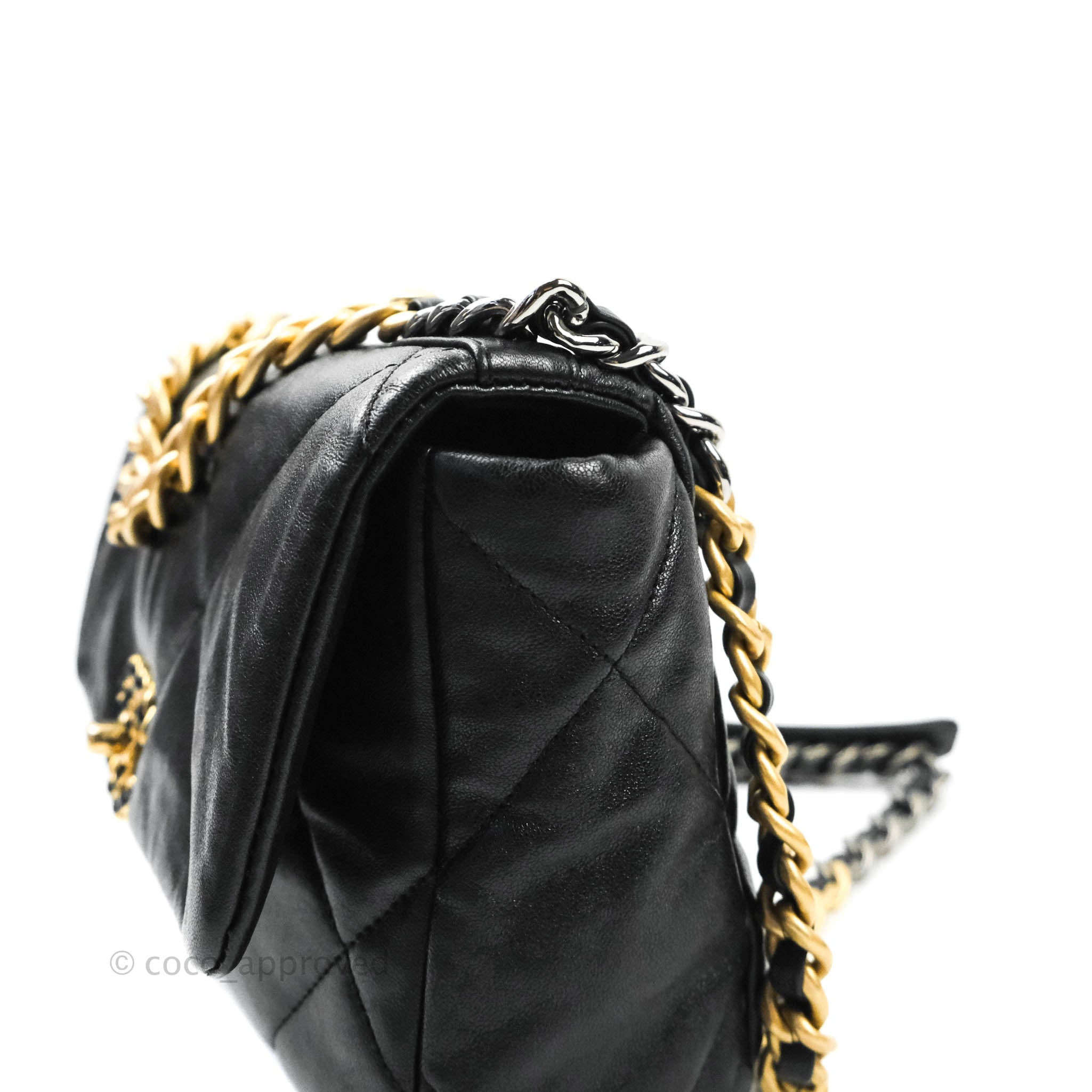 Chanel 19 Small Black Goatskin Mixed Hardware Flap Bag - Luxury Designer Handbag for Women, Perfect for Evening Parties & Daily Use