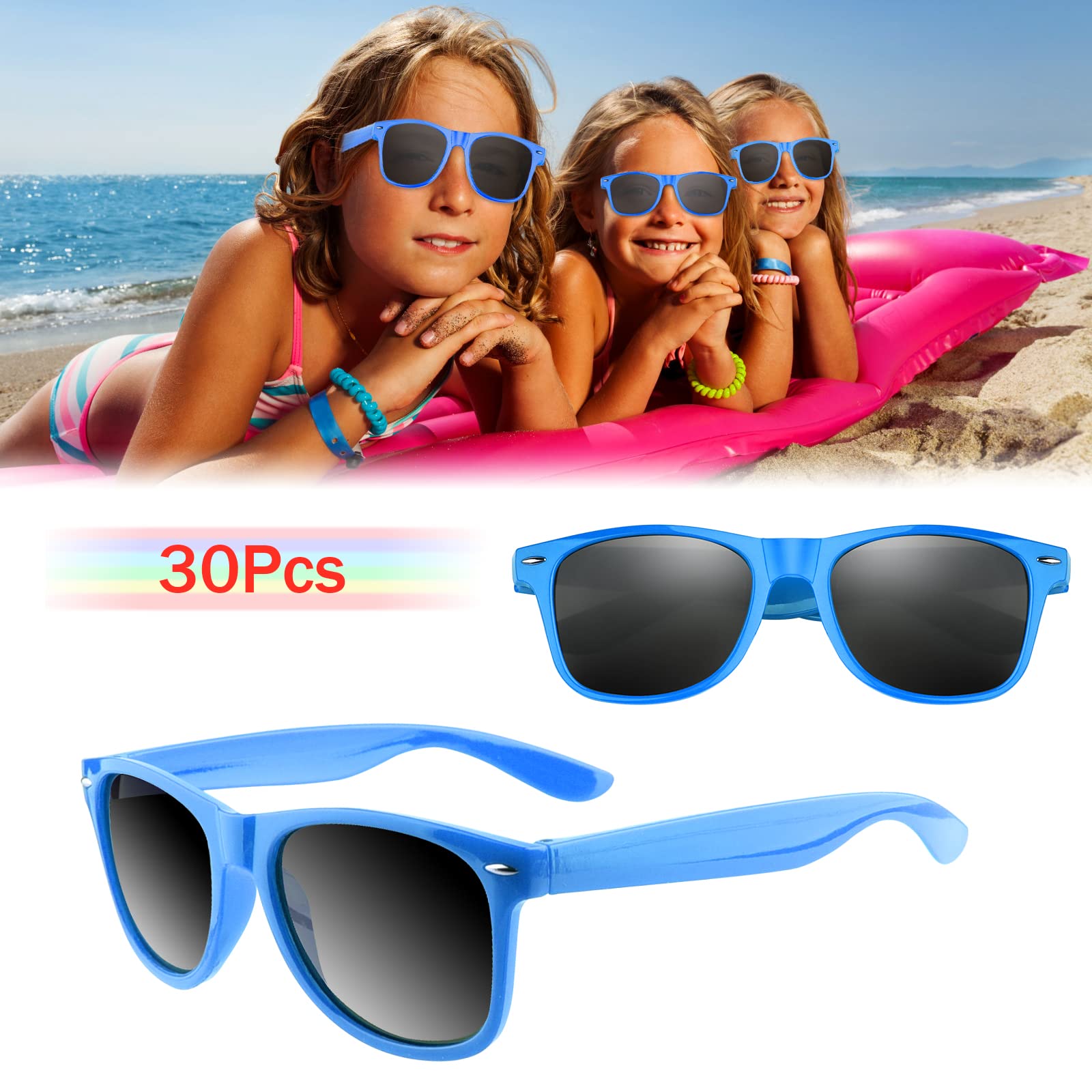 FEPITO Kids Party Sunglasses Bulk Pack - Fun Birthday Party Favors & Supplies for Boys and Girls - Perfect for Birthday Parties, Pool Parties, and Summer Events