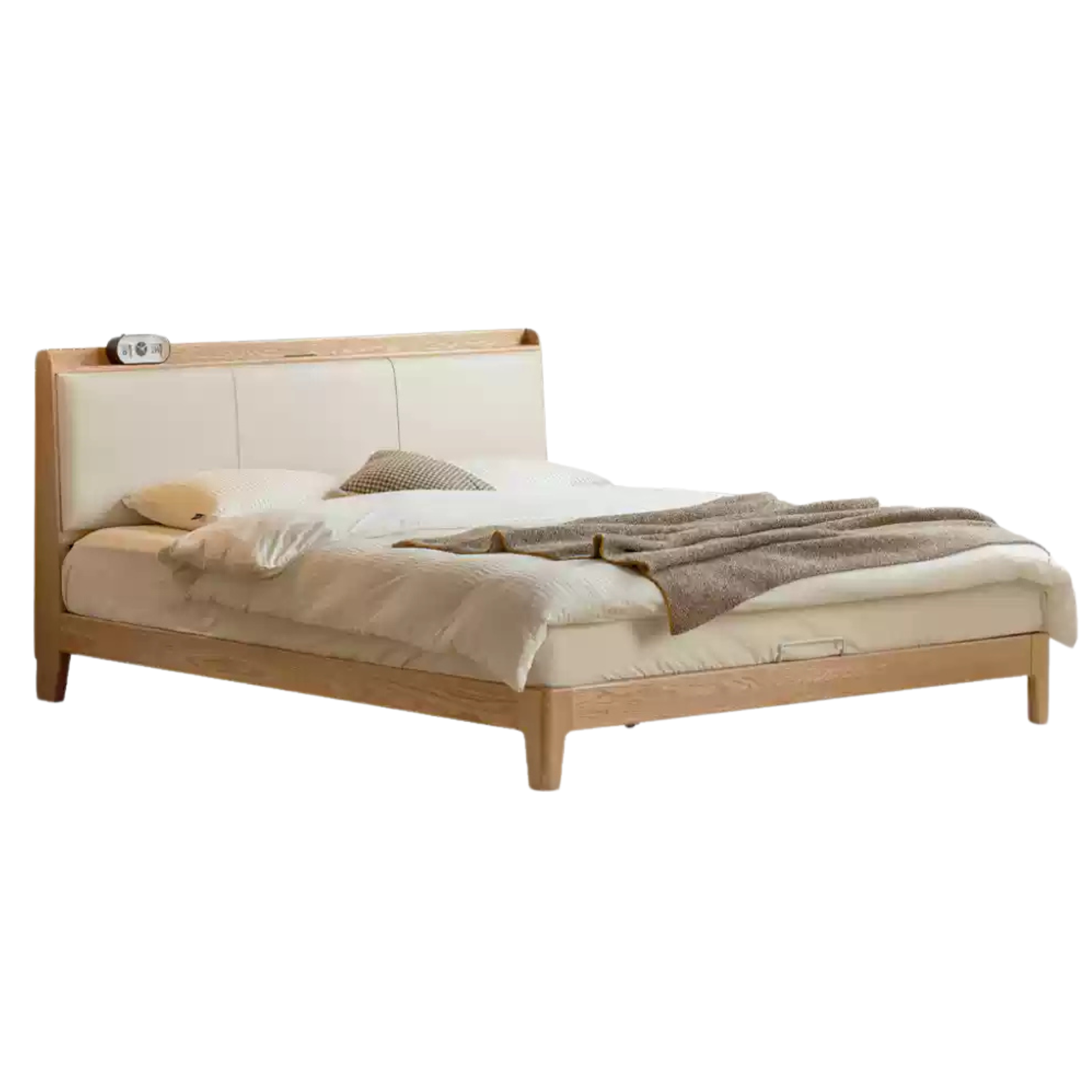 Solid Oak Wood Modern Minimalist Bed Frame - Durable & Stylish for Bedroom, Guest Room, or Studio Apartment
