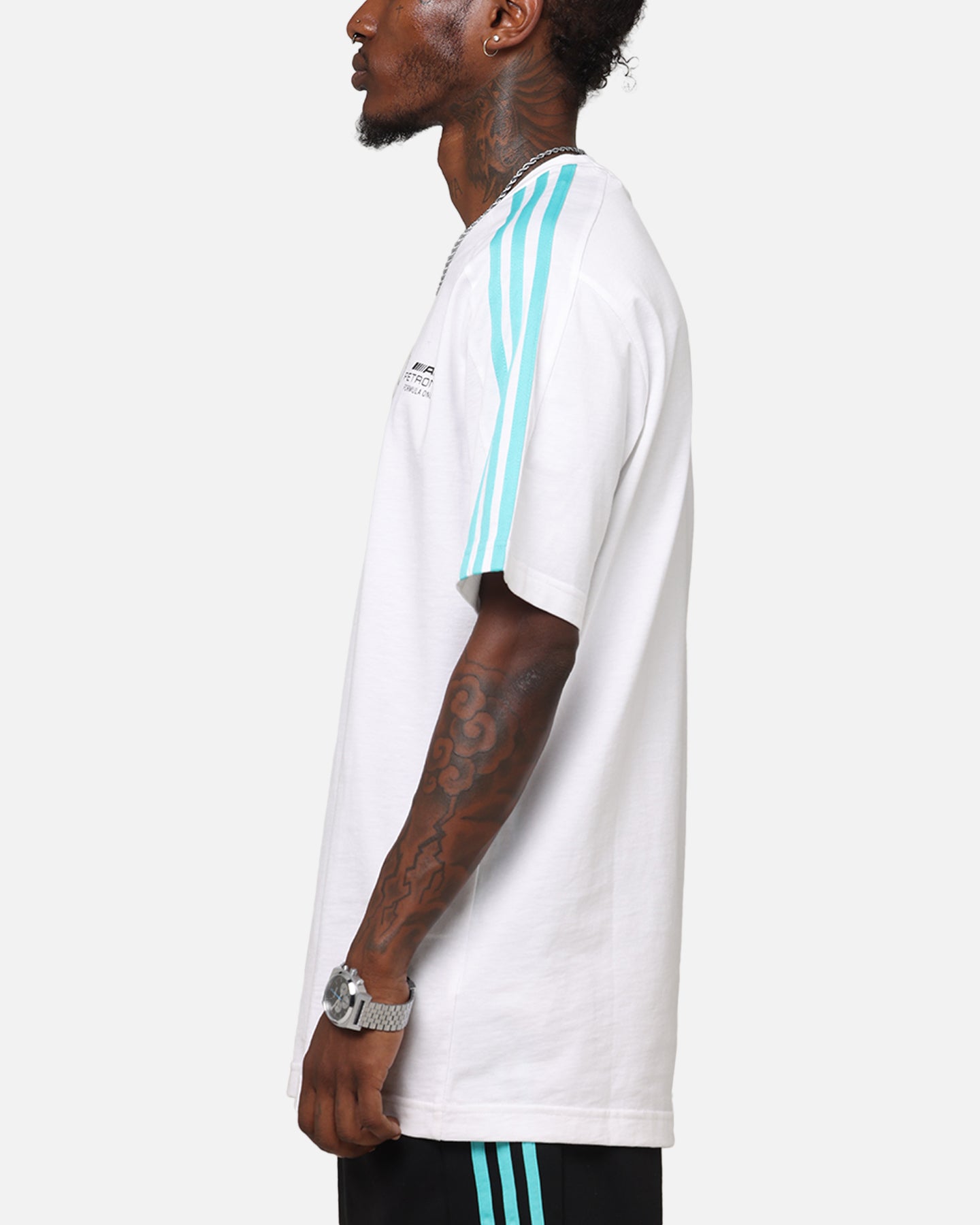 Adidas x Mercedes AMG Petronas F1 Team DNA T-Shirt - White - Official Formula One Racing Fan Apparel for Men & Women - Perfect for Race Day, Sports Events and Casual Wear