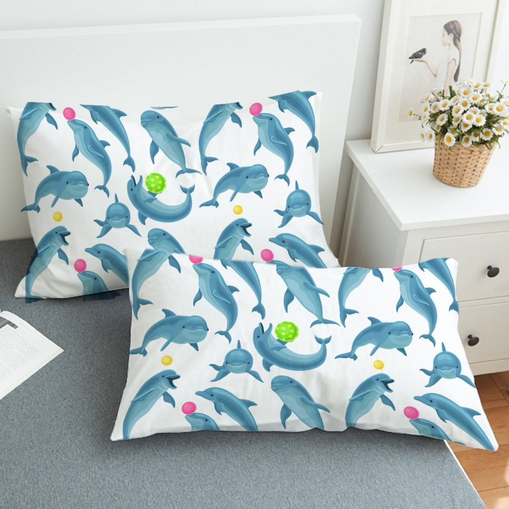 Dolphin Themed Soul Fins Decorative Pillow Sham - Ocean Inspired Bedding Accent for Coastal Home Decor & Beach House Styling