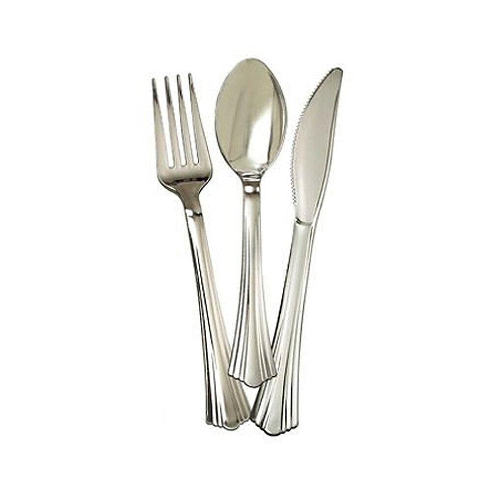 Premium 60-Piece Disposable Silverware Set - Fork, Knife & Spoon - Elegant Wedding & Party Cutlery - Perfect for Catering, Picnics, BBQs & Formal Events