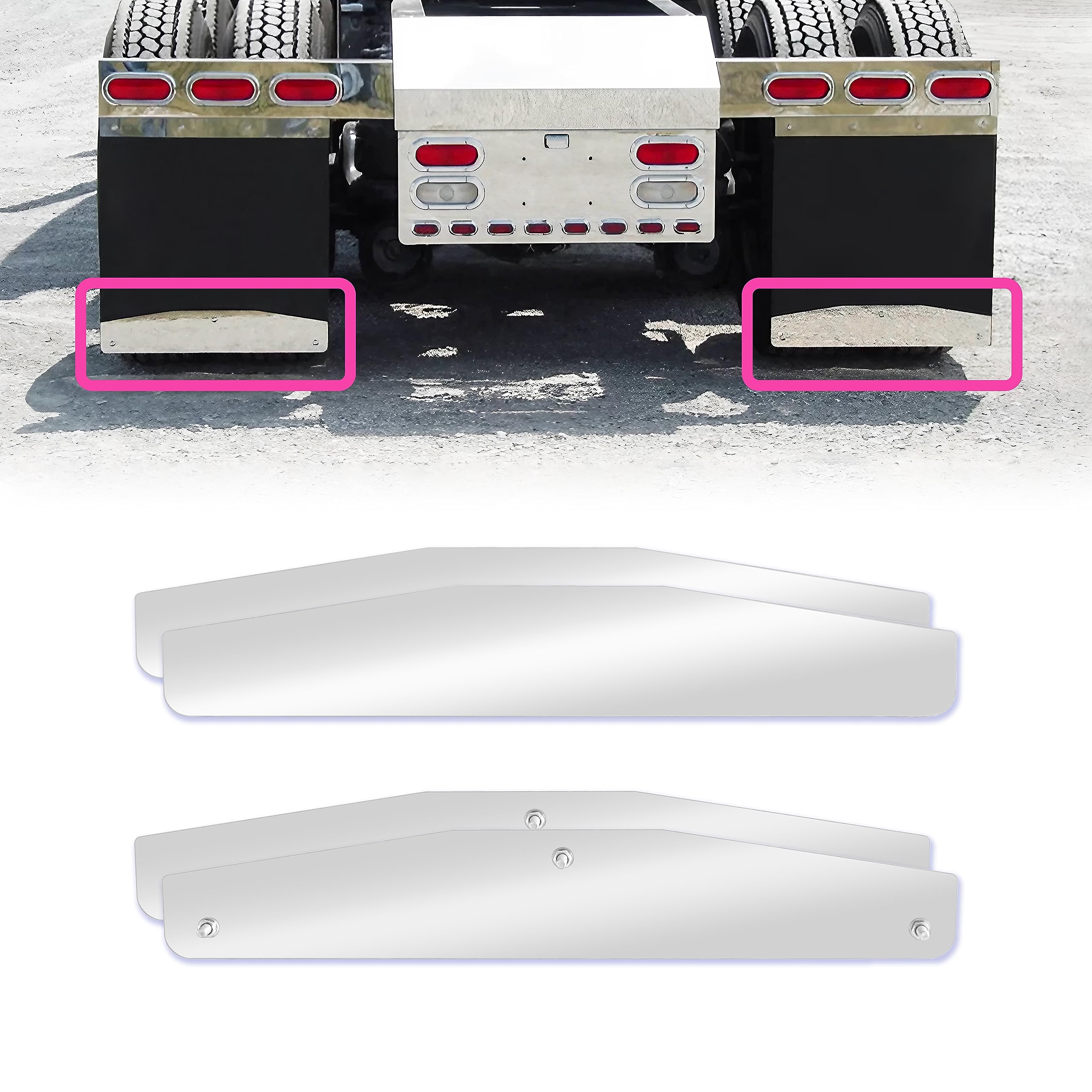 Stainless Steel Mud Flap Weights for Semi Trucks - 1 Pair (24