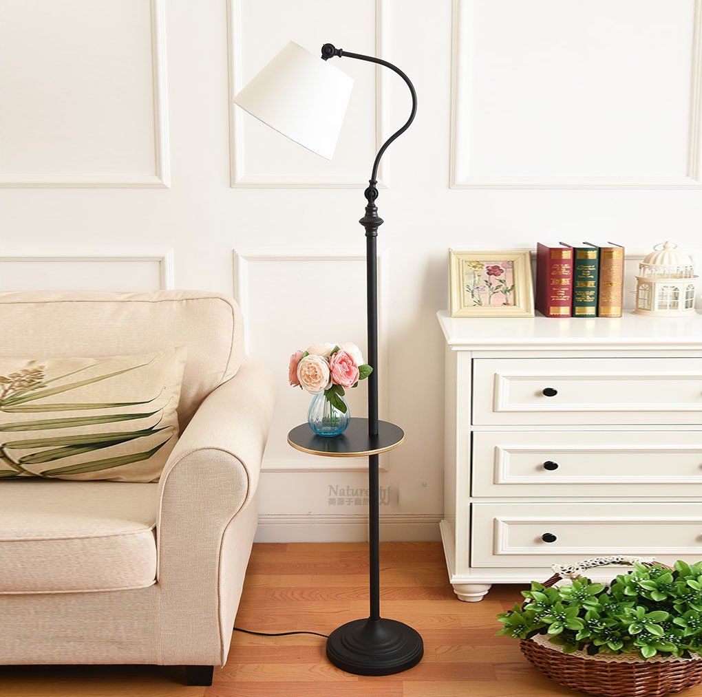 Nordic Retro Adjustable Floor Lamp with Tray Storage - Modern Bedside & Living Room Lighting for Bedroom, Office, or Coffee Table - Directional Light for Reading & Relaxation (Color: #2)