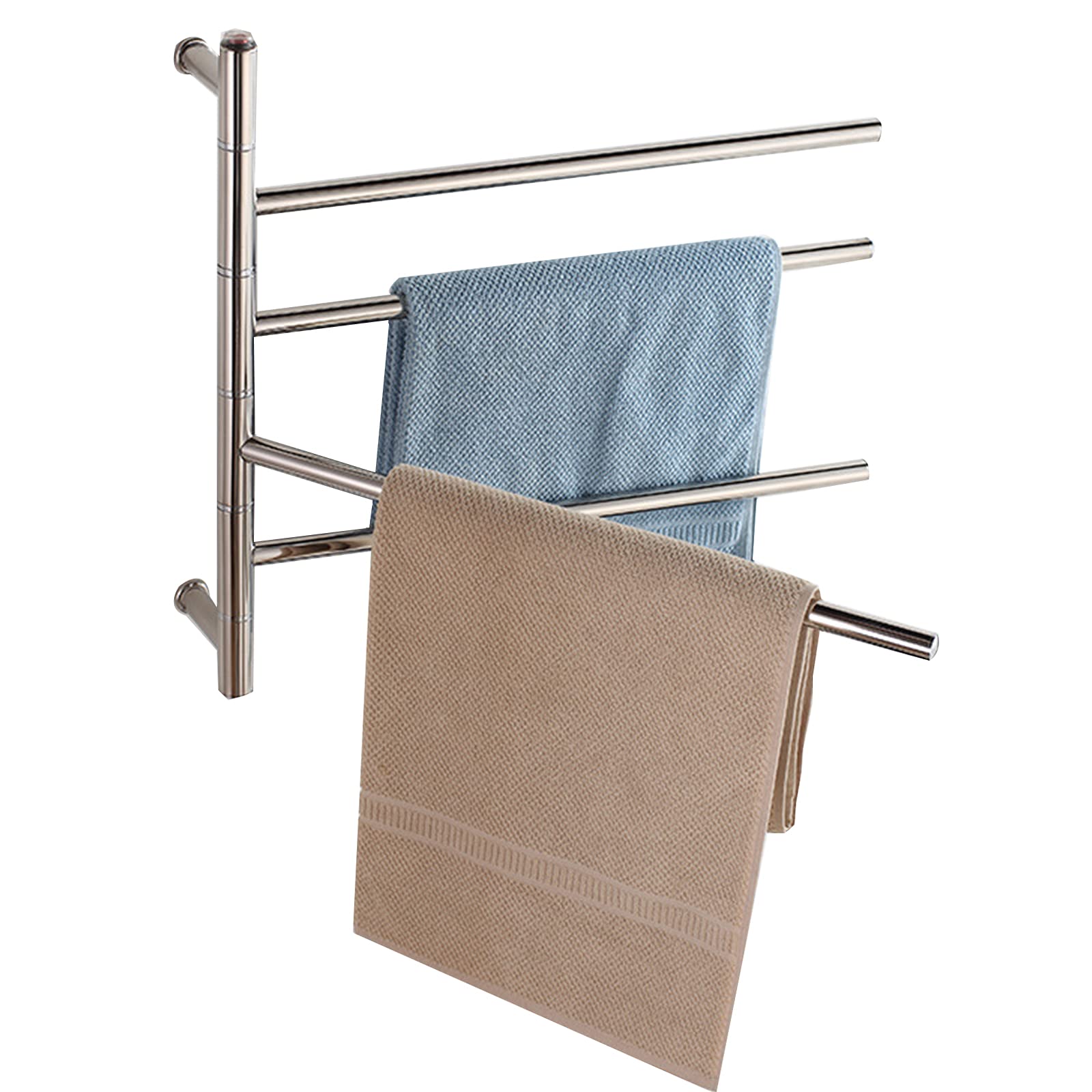 4-Arm Swivel Heated Towel Rack - Stainless Steel Electric Towel Warmer with Smart Thermostat - Wall Mounted Bathroom Heater for Spa, Luxury Hotels & Home Use
