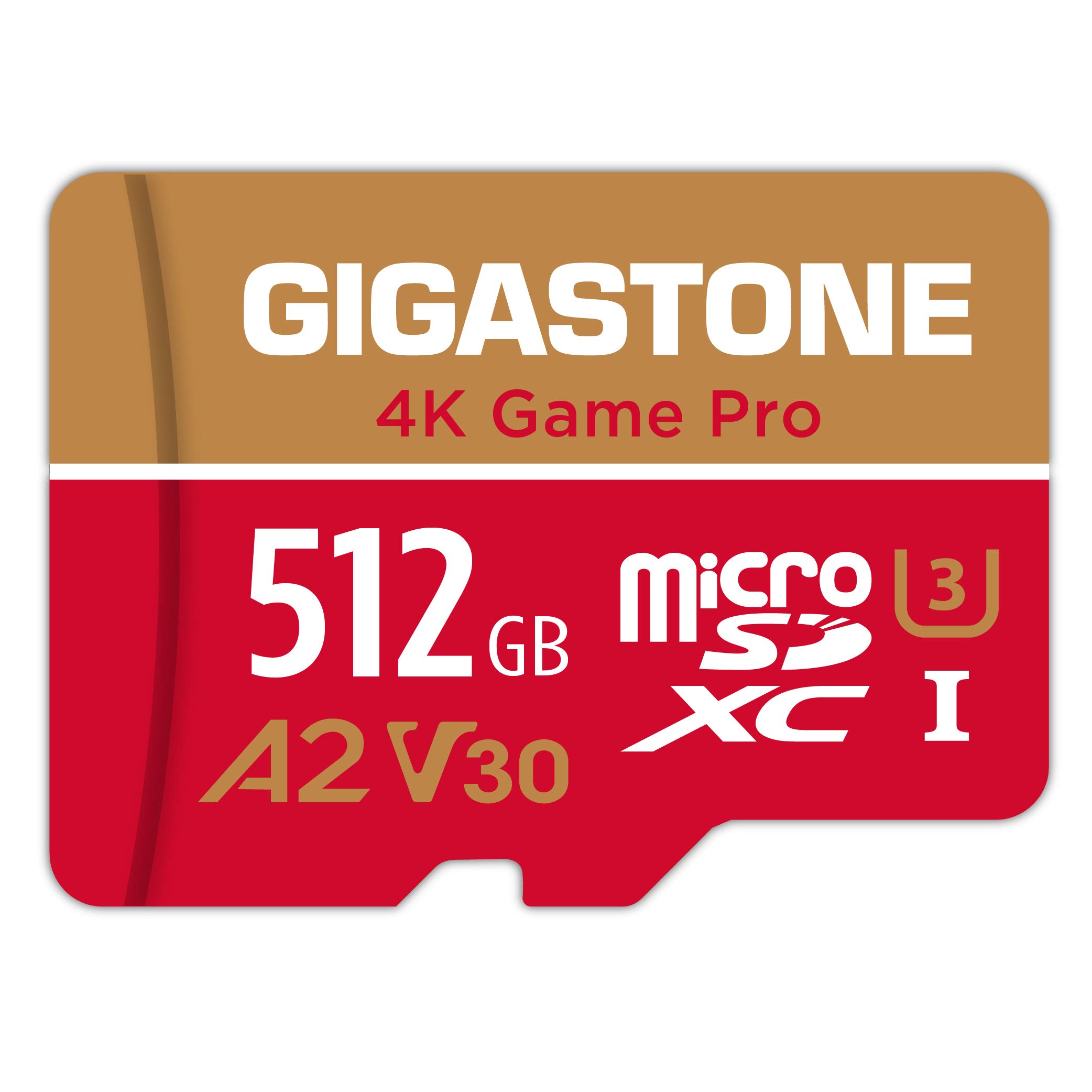 Gigastone 512GB 4K Game Pro Series Micro SDXC Card - A2 U3 V30, High Speed 100MB/s for Nintendo Switch, 4K UHD Videos & Gaming - Includes SD Adapter - Perfect for Portable Gaming, Action Camera Recording & Smartphone Storage Expansion