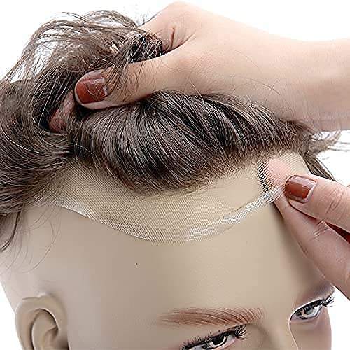 Boxo Pre Hair Cut Real Human Hair Wig Patch for Baldness Cover - 8x6 Front Lace Toupee with Clips (Natural Black/Brown) | Perfect for Daily Wear, Cosplay & Hair Loss Solutions