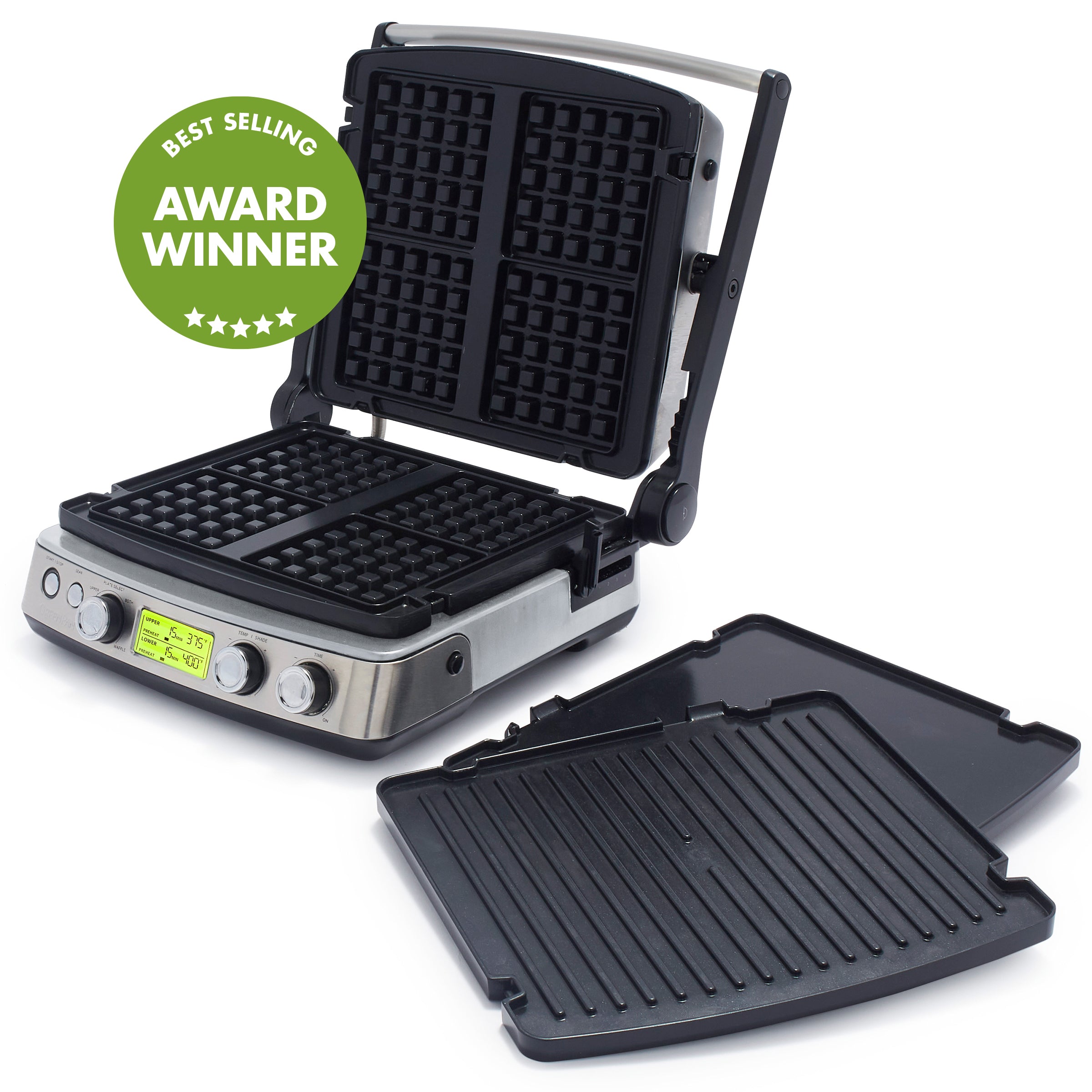 Elite 3-in-1 Multi Grill, Griddle & Waffle Maker - Premium Stainless Steel Countertop Appliance for Pancakes, Burgers & Sandwiches | Perfect for Breakfast, BBQ & Family Gatherings