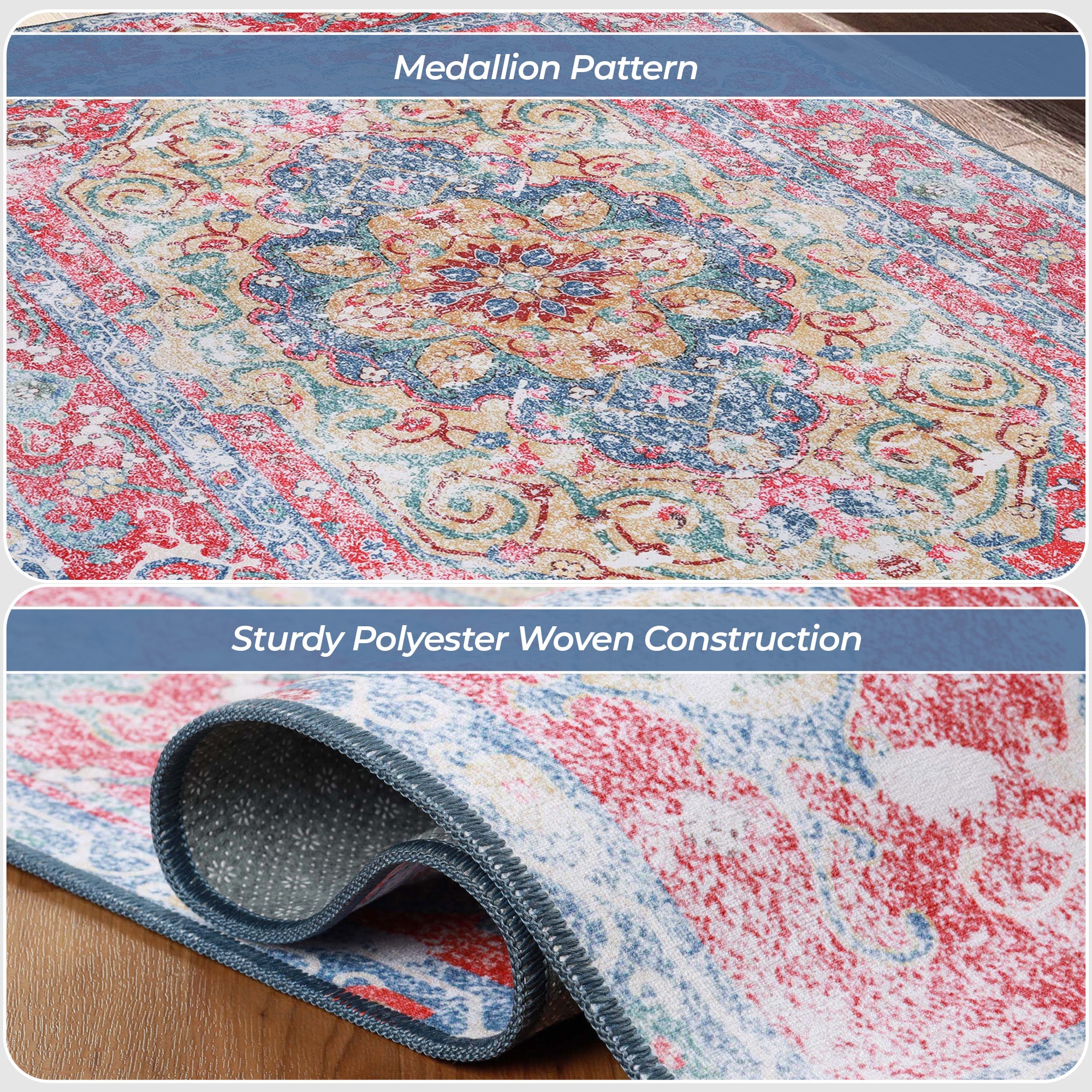 Tanager Rustic Non-Slip Machine Washable Indoor Area Rug - Soft Anti-Skid Living Room Carpet, Bedroom Runner Rug for Home Decor, Perfect for High Traffic Areas & Pet-Friendly Spaces