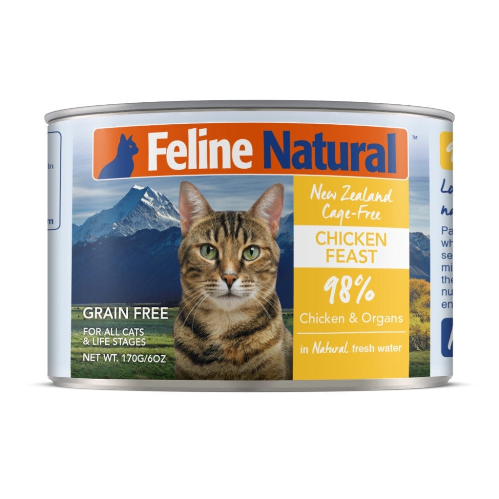 Feline Natural Grain-Free Canned Cat Food - 170g Beef, Chicken, Lamb, Hoki & Venison Variety Pack (12 Cans) | High-Protein Wet Food for Adult Cats | Perfect for Picky Eaters & Weight Management