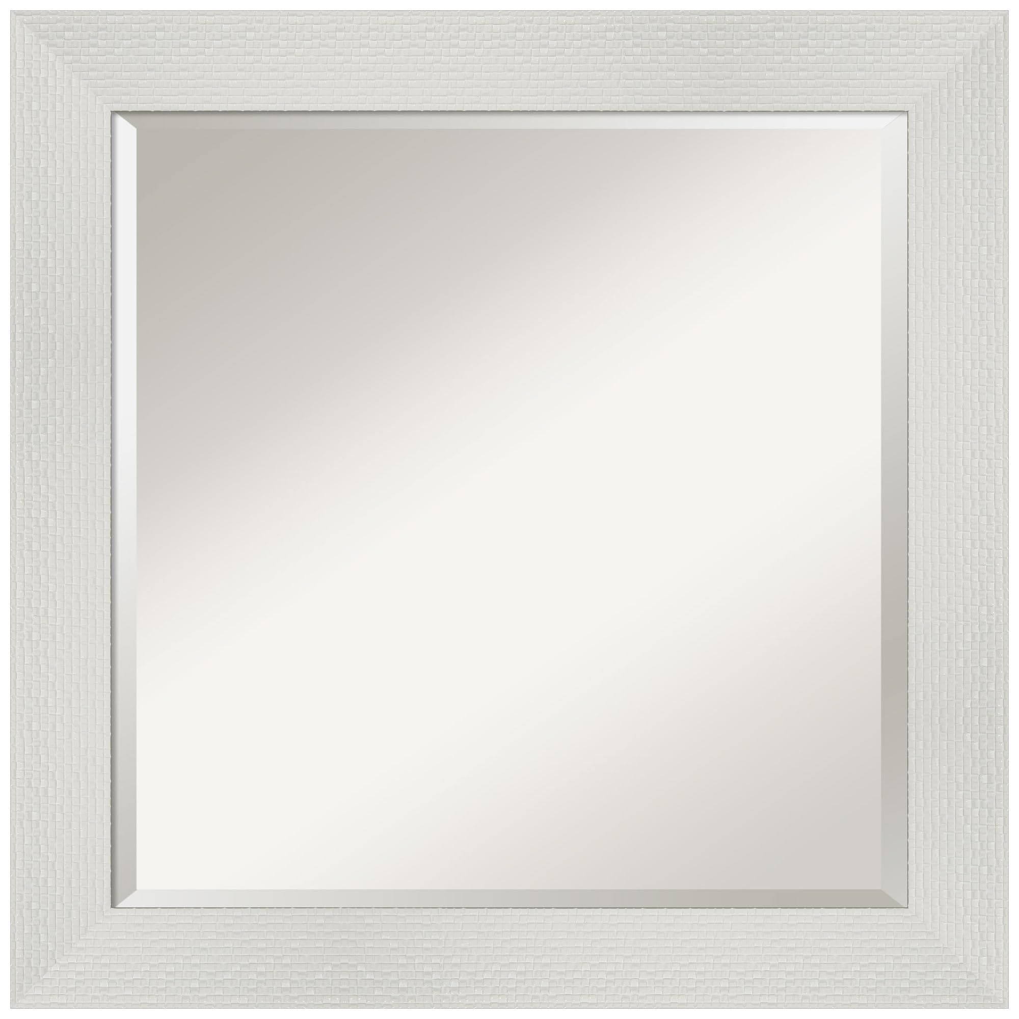 Amanti Art 25x25 Inch White Square Mosaic Wall Mirror with Beveled Edge - Medium Casual Frame for Bathroom & Living Room Decor - Hangs Horizontally or Vertically - Made in USA | Perfect for Vanity, Entryway, and Bedroom Decoration