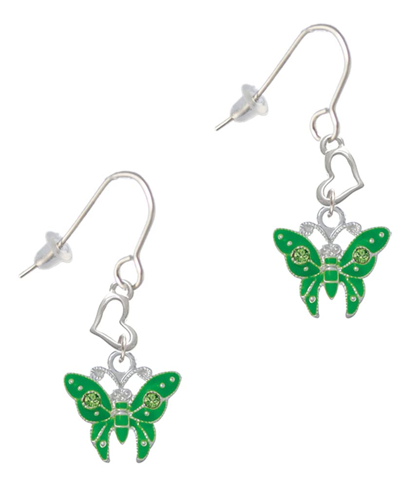 Silver Butterfly Heart Earrings with Crystals for Women - Elegant French Style