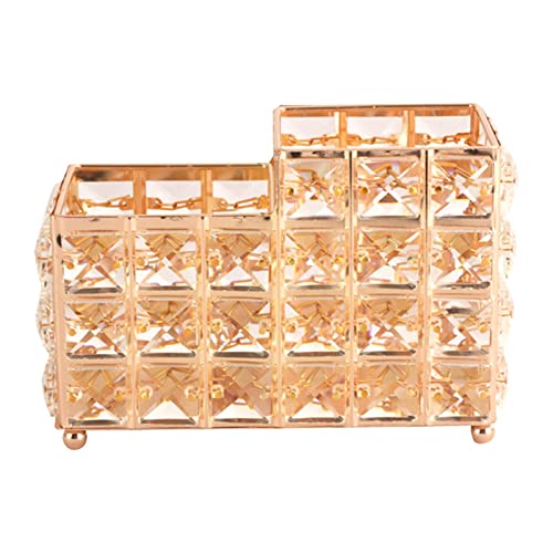 Premium Handcrafted Crystal Makeup Brush Holder - 2 Compartment Cosmetic Organizer for Eyebrow Pencils, Lipsticks & Beauty Tools | Elegant Dresser Storage Solution for Vanity, Bathroom & Travel
