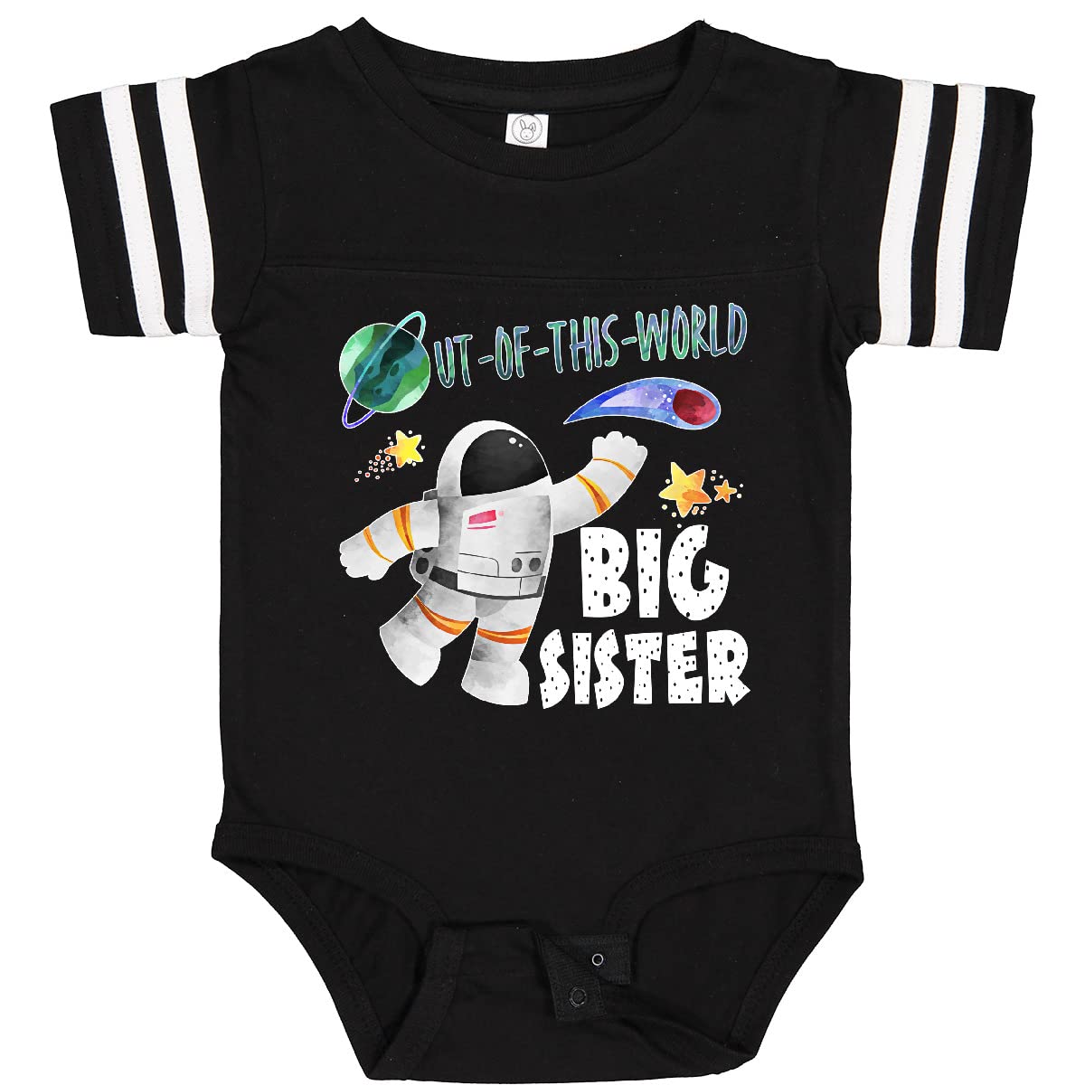 Inktastic Out of This World Big Sister Astronaut in Space Baby Bodysuit - Cute Astronaut-Themed Outfit for Toddlers & Infants - Perfect for Sibling Matching, Space-Themed Parties & Photo Shoots
