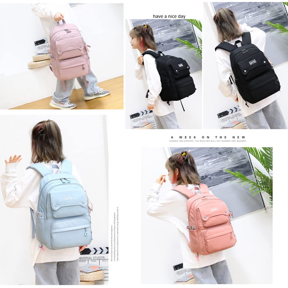 **Kids Waterproof Backpack for Girls - Lightweight School Bag for Elementary & Middle School, Teen Travel, Books & Daily Use - Durable Solid Color Casual Backpack**