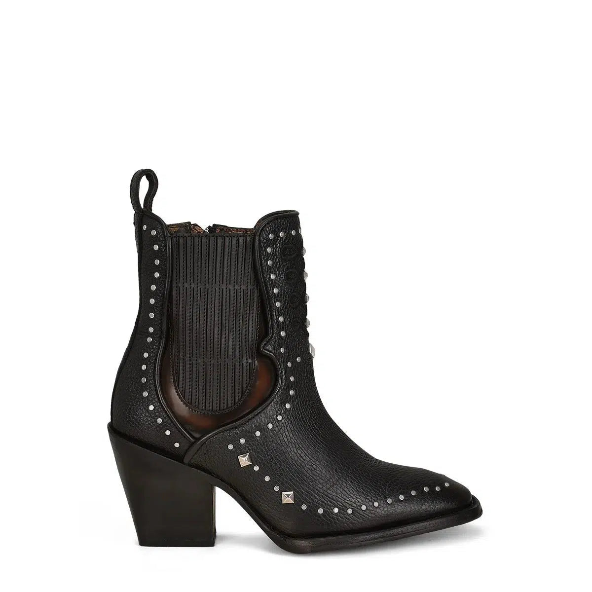 Cuadra Black Fashion Cowboy Cowhide Leather Ankle Boots for Women - Stylish Western Boots for Country Rides, Concerts & Everyday Wear