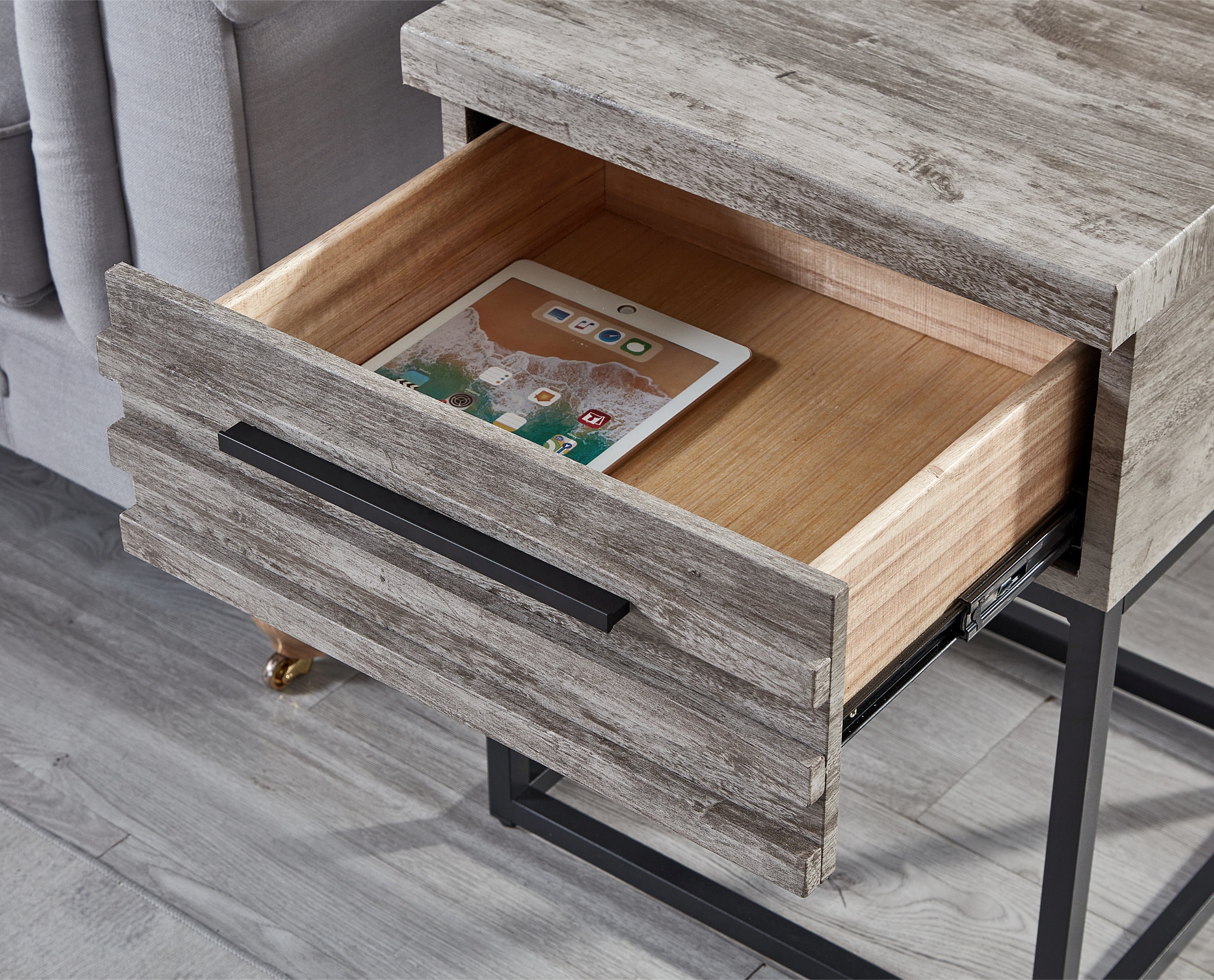 Roundhill Furniture Celestial Contemporary Storage End Table - Modern Nightstand with Drawer for Bedroom, Living Room & Office - Stylish Side Table for Home Decor & Organization
