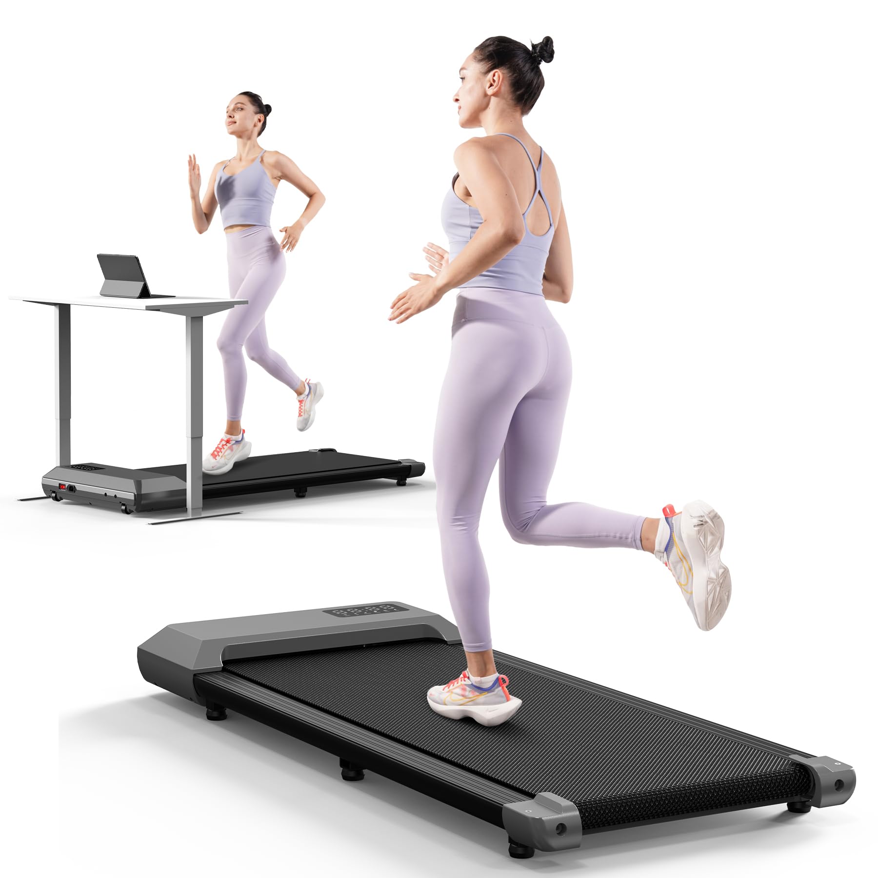 DeerRun 2-in-1 Under Desk Treadmill - 2.2HP Quiet Walking Pad & Jogging Machine with Remote Control | Portable, No Installation Home Office Treadmill for Workouts & Fitness | Perfect for Small Spaces, Apartment Living & Work-From-Home Exercise