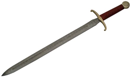 Szco Supplies Damascus Excalibur Sword - Handmade Carbon Steel Medieval Replica for Collectors, Cosplay & Home Decor | Perfect for LARP, Theater & Gift Giving