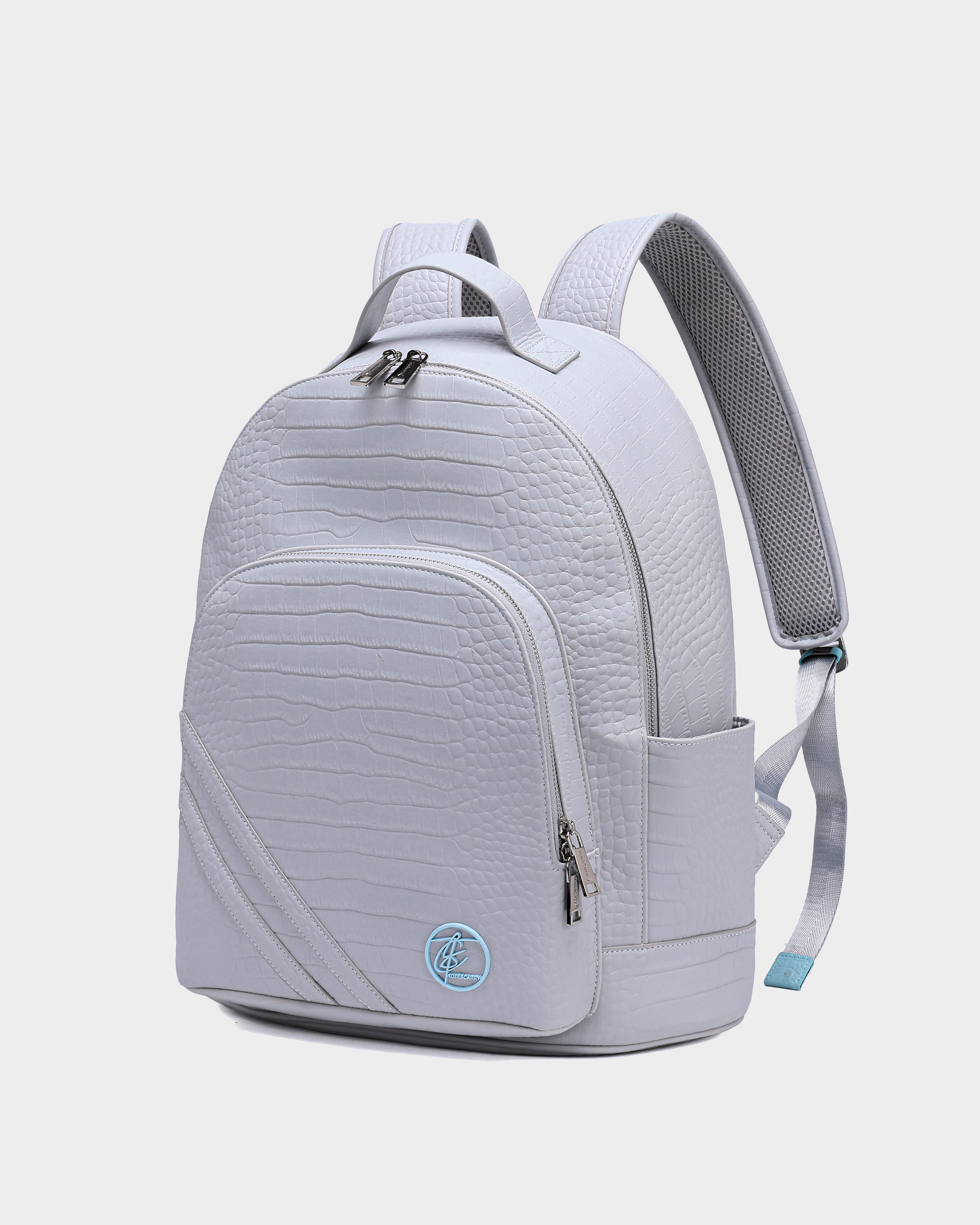 Premium Genuine Leather Backpack - Waterproof Grey Laptop Backpack for Men & Women - Stylish Travel, Work & College Commuter Bag