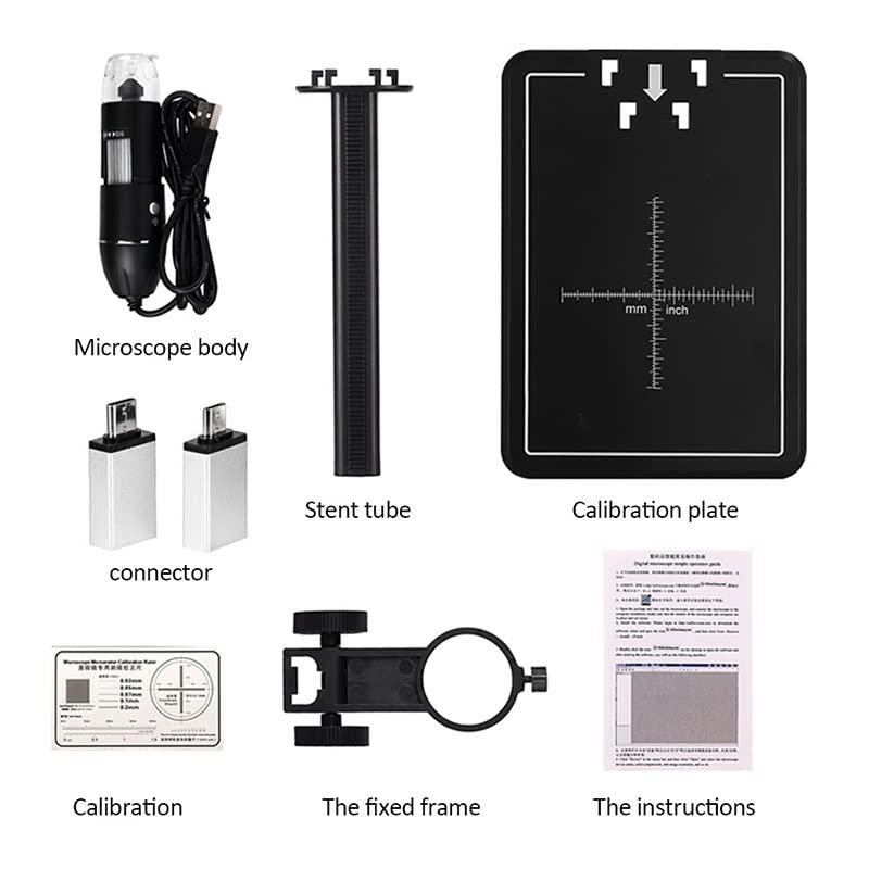 1600X USB Digital Microscope with 8 LED Lights, Slide Preparation Camera & Accessories Kit - Perfect for Coin Collecting, Jewelry Inspection, and Electronic Repair