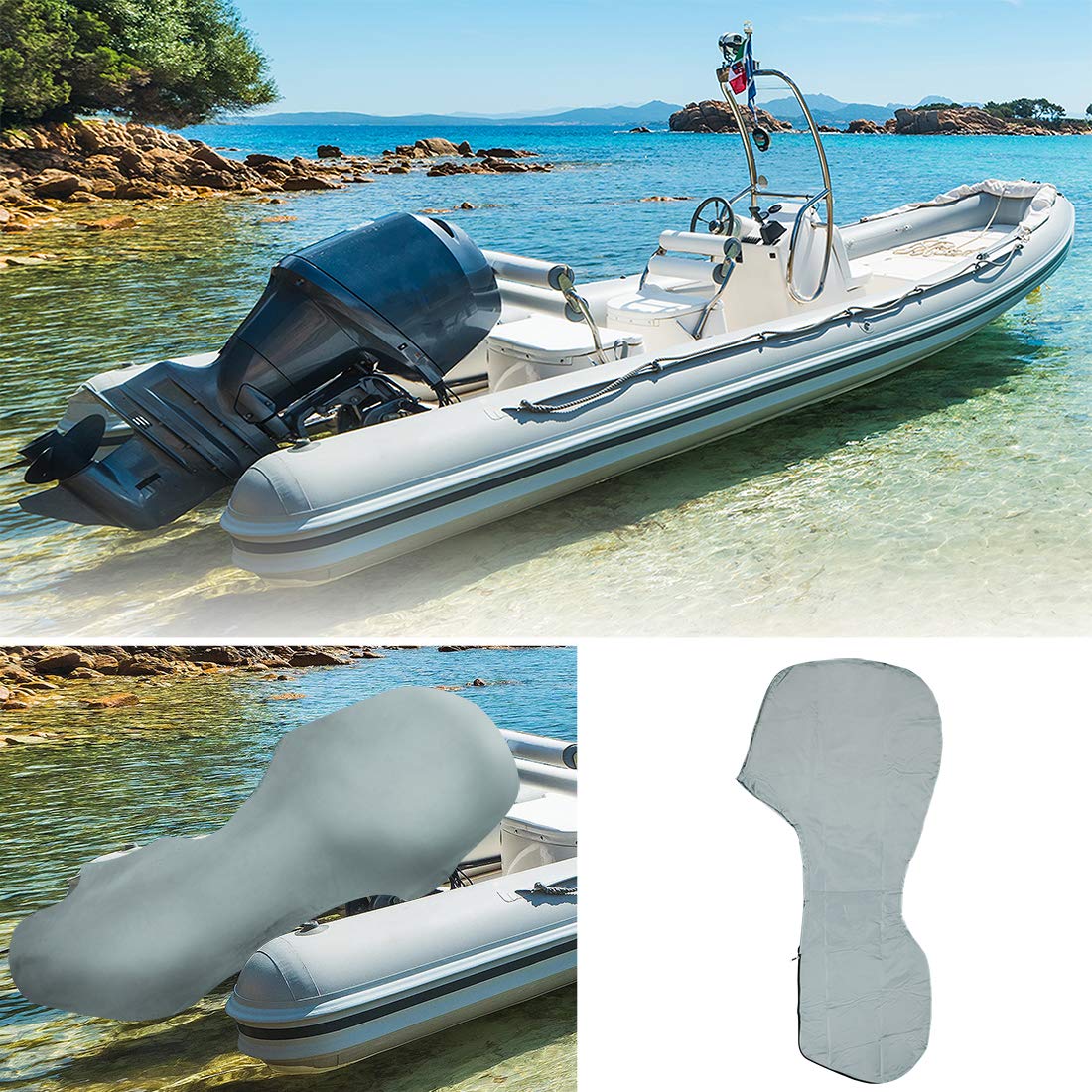 Waterproof 600D Oxford Cloth Boat Motor Cover - Dust & Rain Resistant Outboard Engine Protection for Marine Boats, Fishing Boats & Yachts | Ideal for Outdoor Storage & Winter Protection