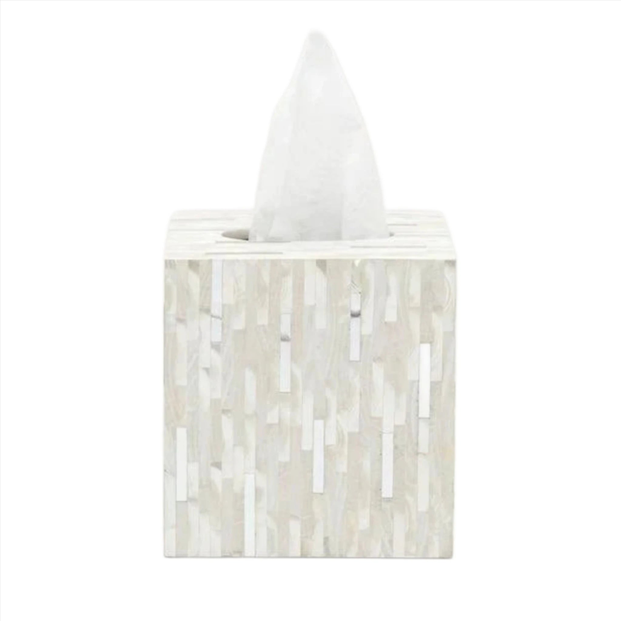 Cortona Silver Mixed Shell Finish Tissue Box Cover - Elegant Home Decor for Living Room, Bedroom, or Bathroom - Premium Tissue Holder with Stylish Design
