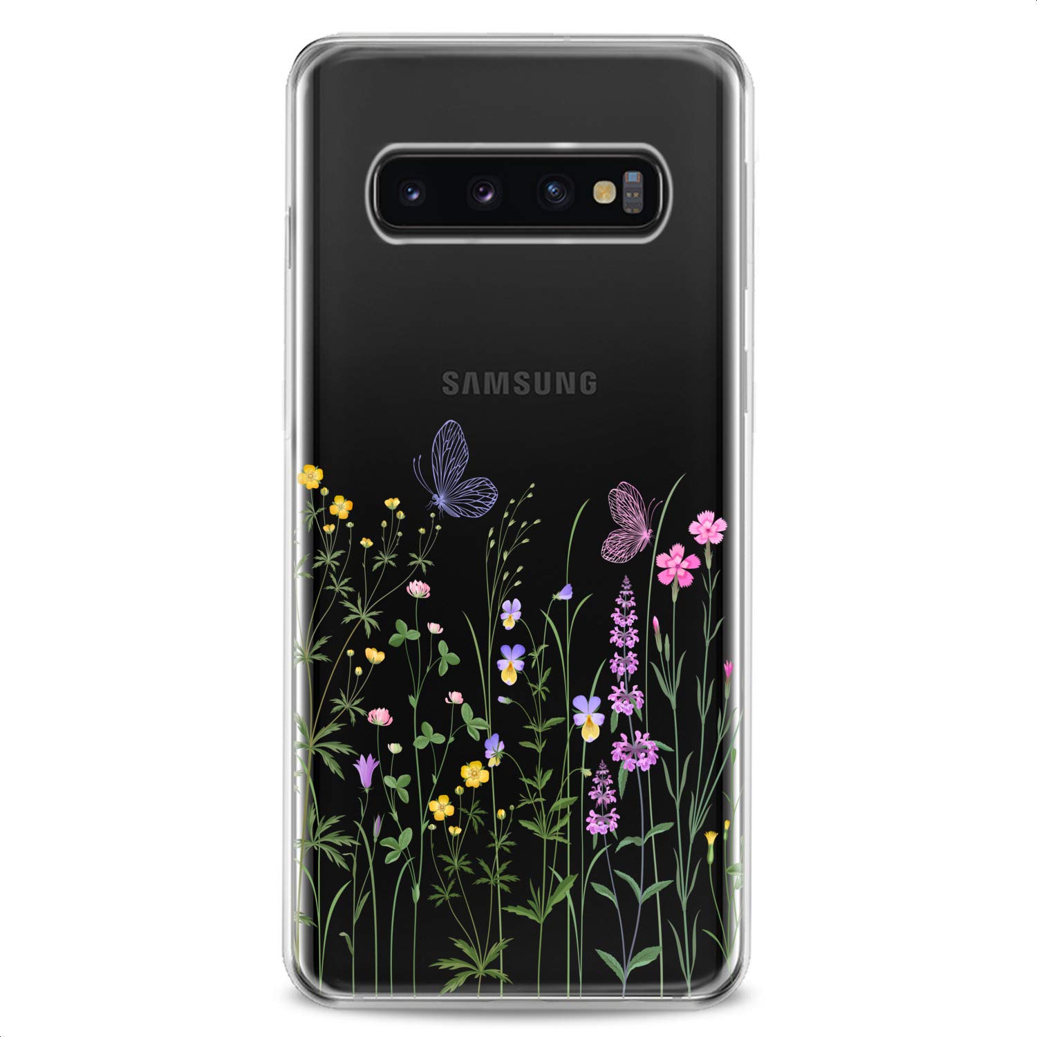 Samsung Phone Case Compatible with S24/S23 FE/S22 Plus/S21 Ultra/S20+/S10/Note 20/S10e/S9 - Slim Fit Green Plant Floral Design Flexible Silicone Cover for Women & Girls - Perfect for Daily Use, Work, and Outdoor Activities